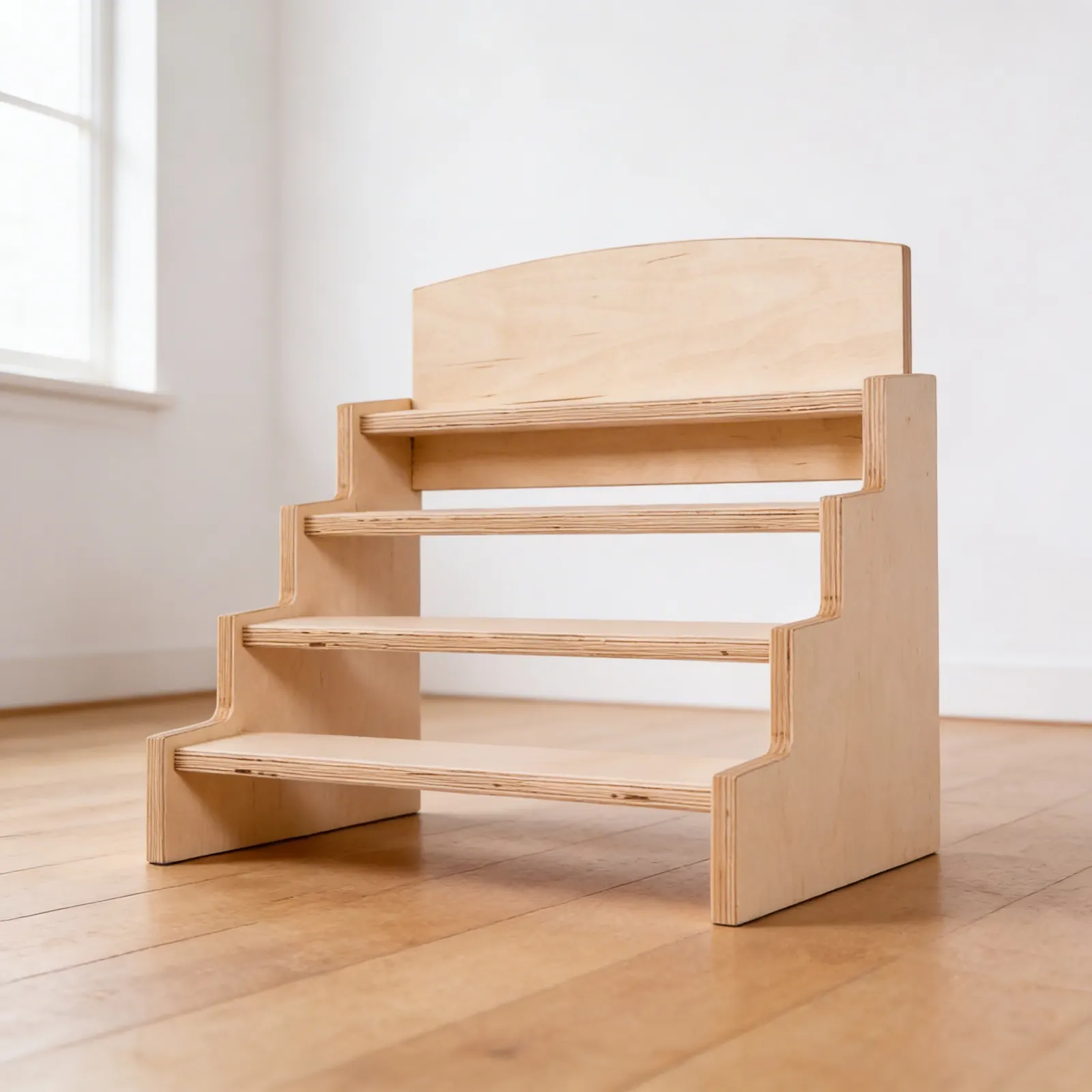 Cylinder Blocks Stand: Tiered Display for Four Knobbed Cylinders: Side view