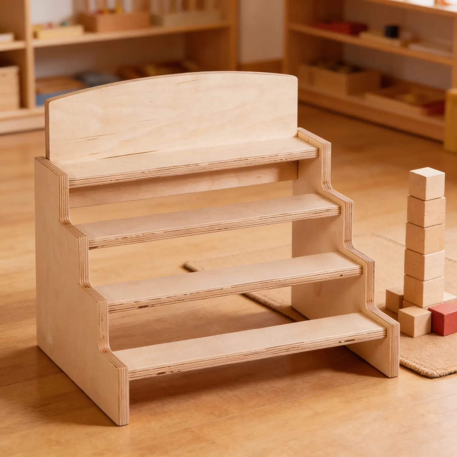 Cylinder Blocks Stand: Tiered Display for Four Knobbed Cylinders: Detail view