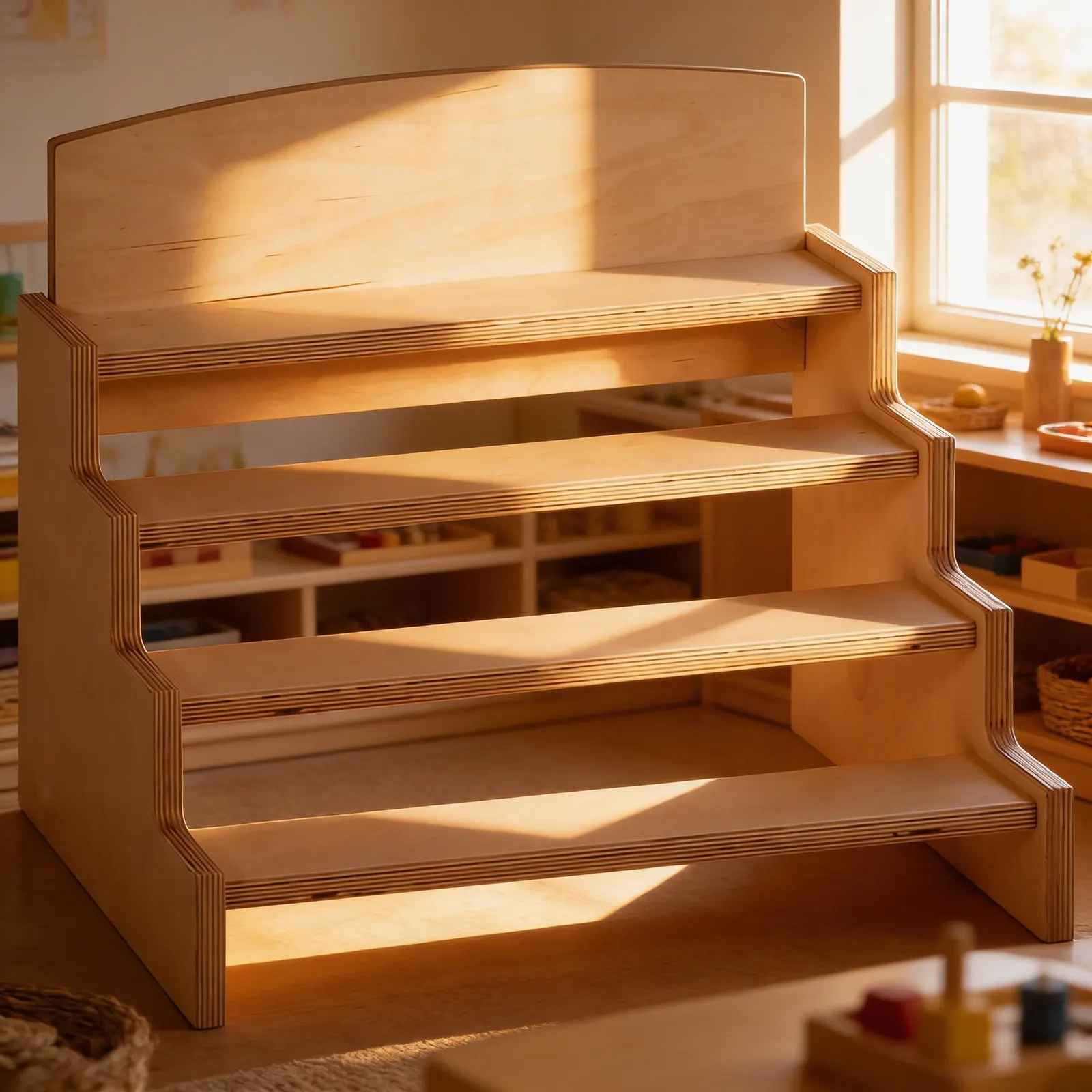 Cylinder Blocks Stand: Tiered Display for Four Knobbed Cylinders: Child learning
