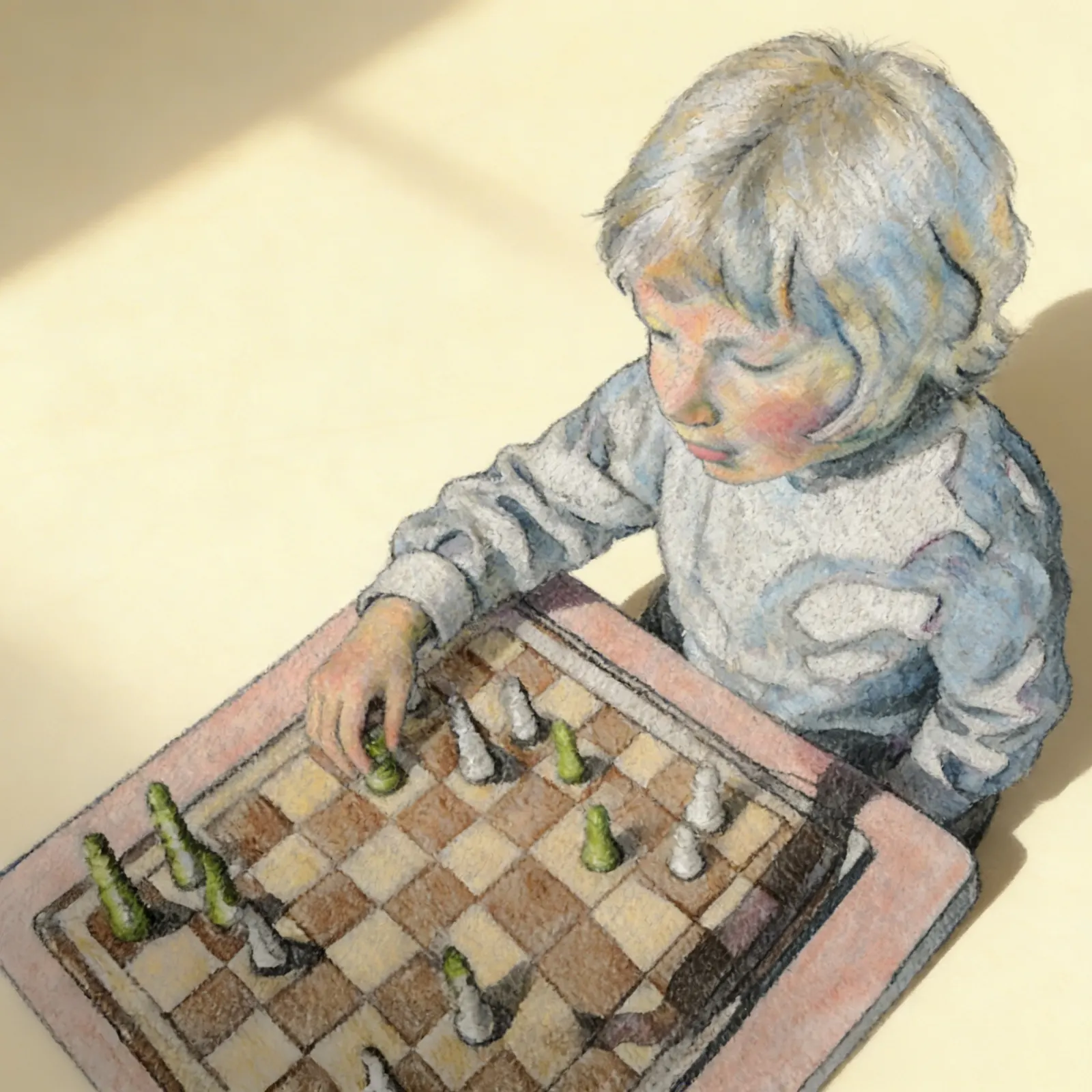 BEZ ŠACHMAT - Montessori šachové lekce pro věk od 3 do 90 let: Boční pohled