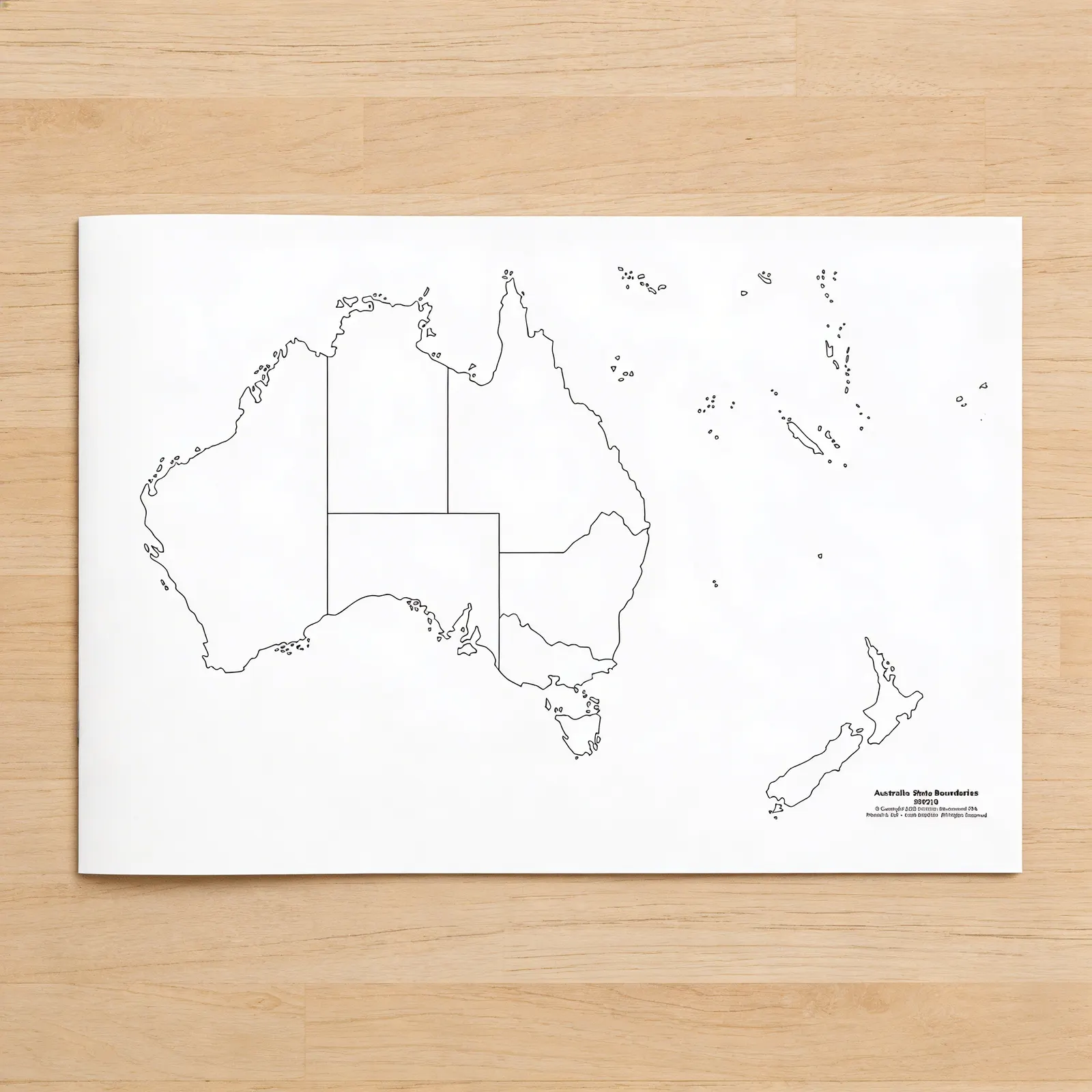 Austrálie: Mapa státních hranic: Označená kontrolní: Boční pohled