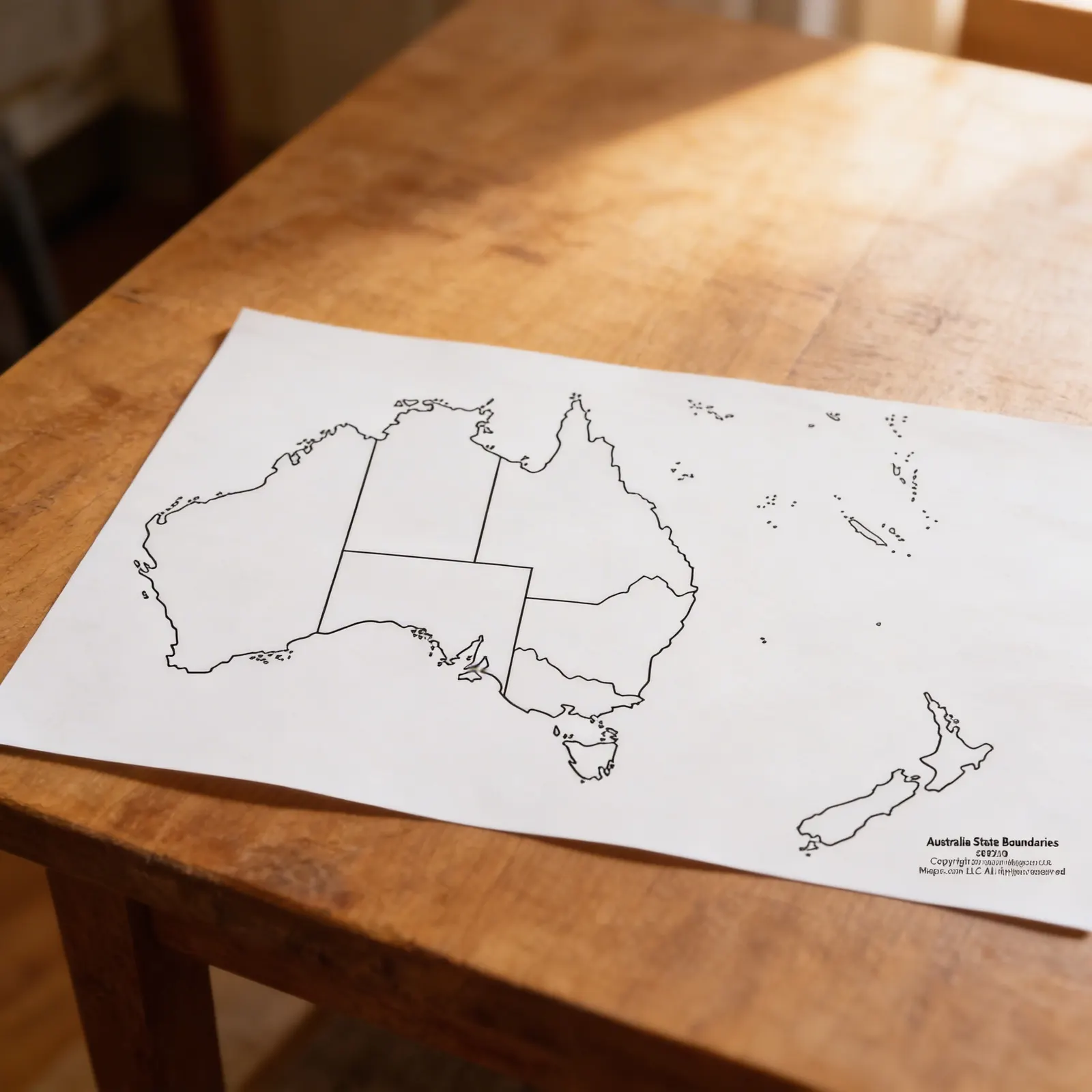 Austrálie: Mapa státních hranic: Označená kontrolní: Detailní pohled