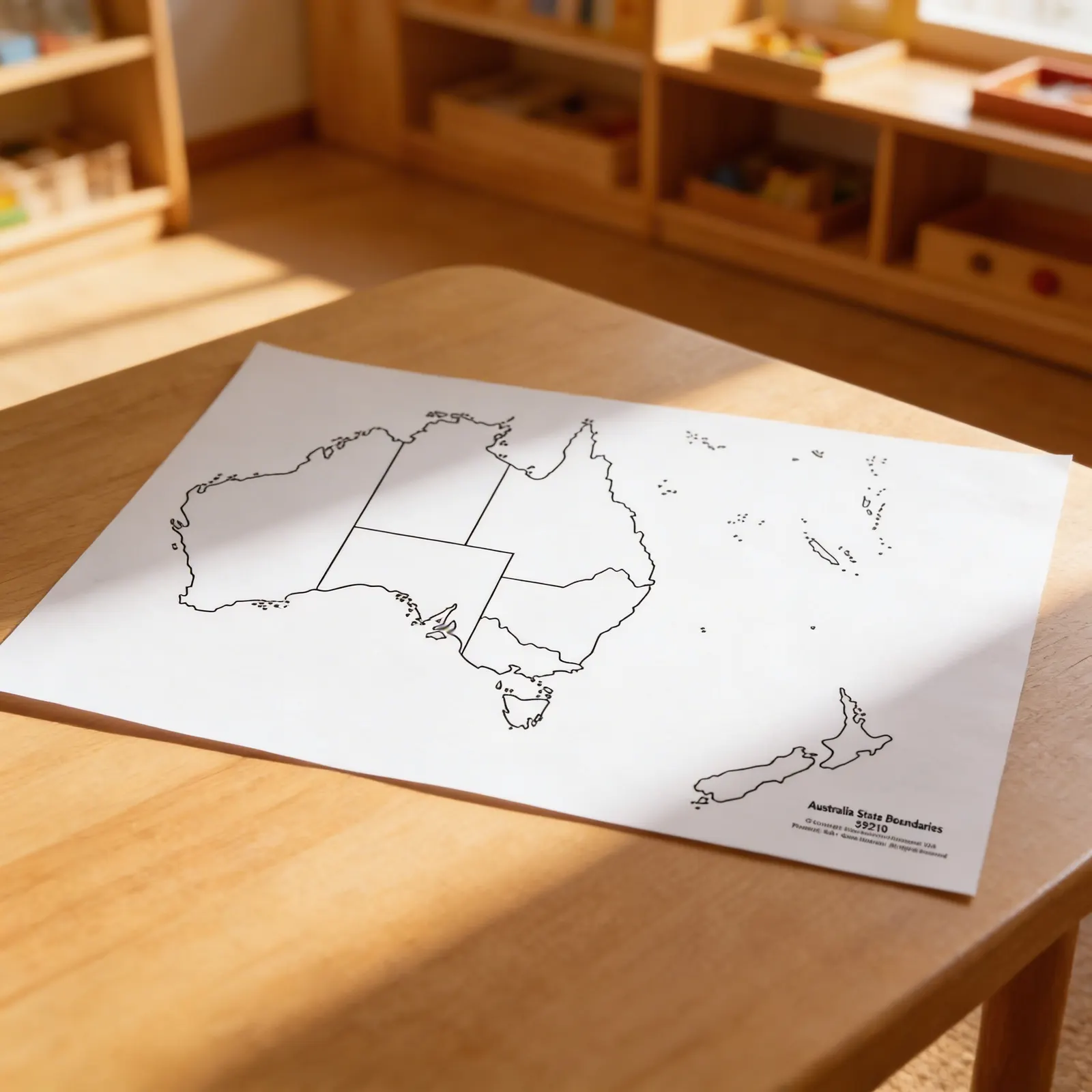 Austrálie: Mapa státních hranic: Označená kontrolní: Dítě při učení