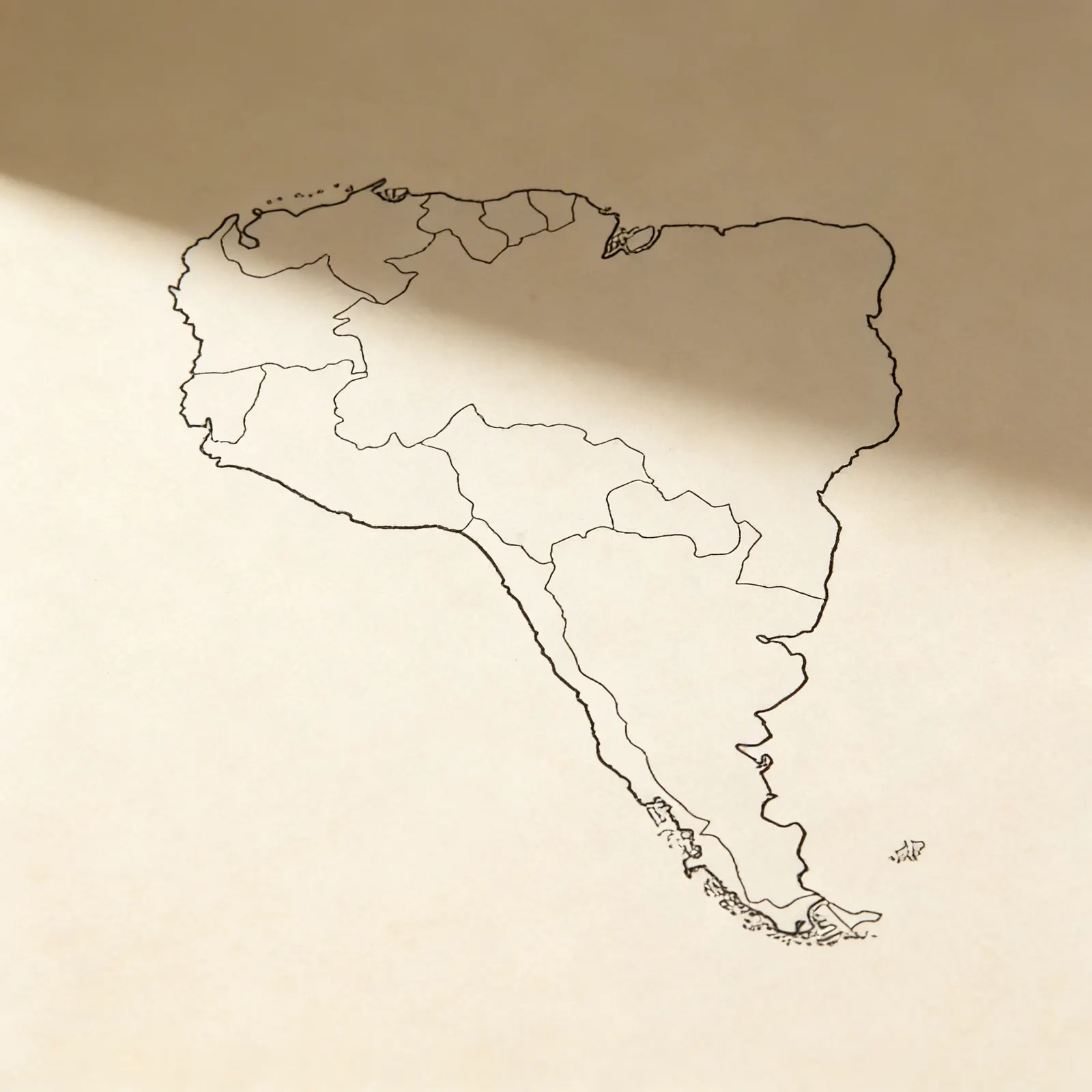Južná Amerika: Politická mapa (50): Bočný pohľad