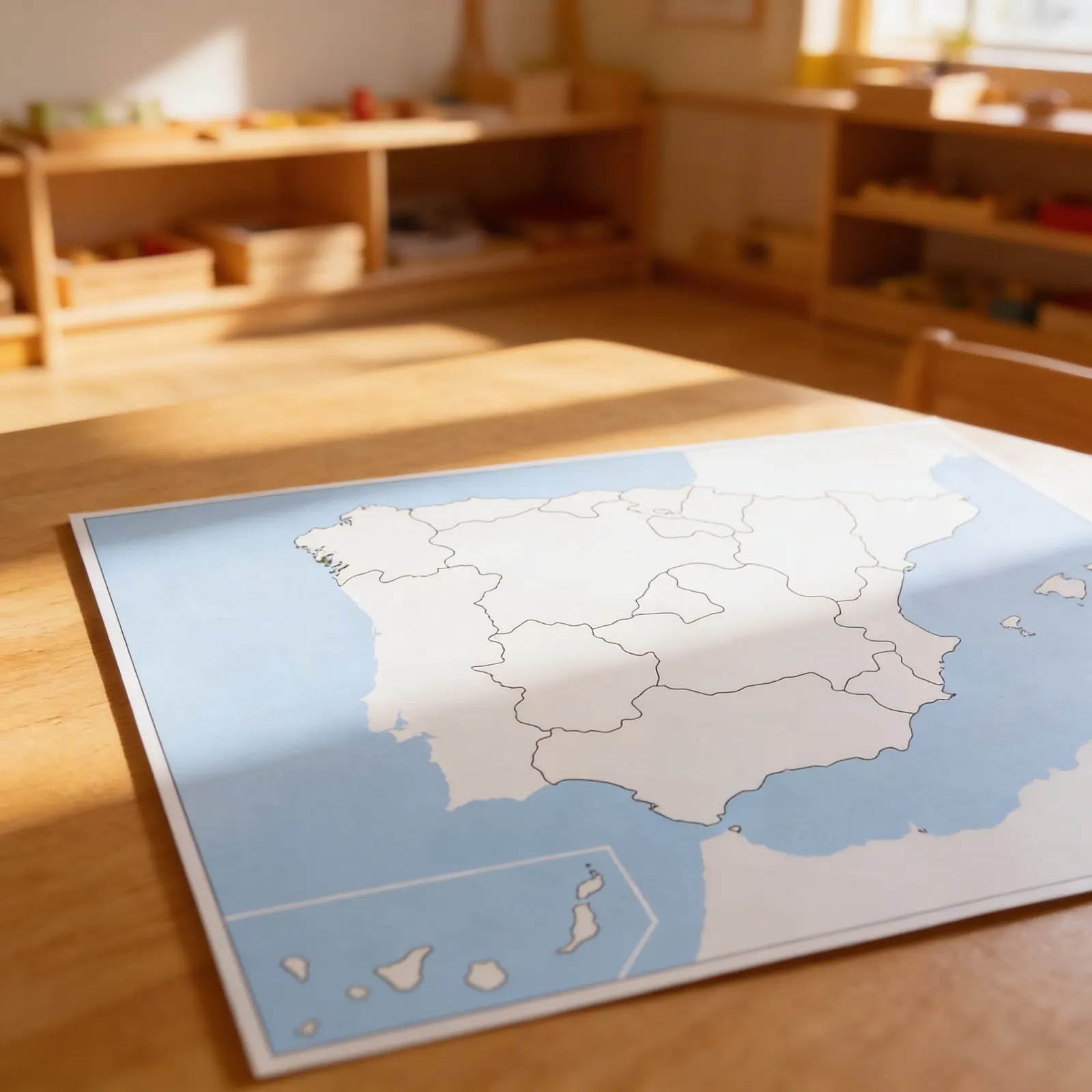 Kontrolná mapa Španielska: bez popisov: Dieťa pri učení