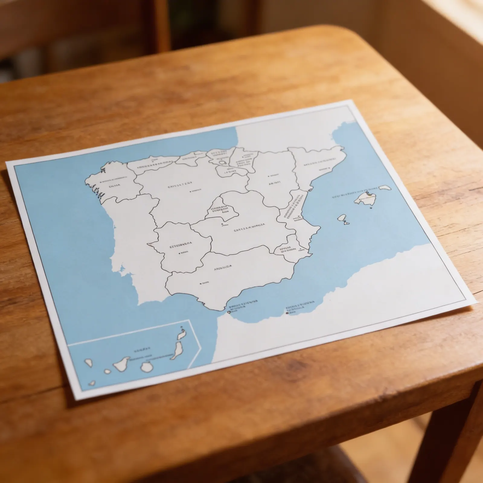 Kontrolní mapa Španělska: s popisky (ve španělštině): Boční pohled