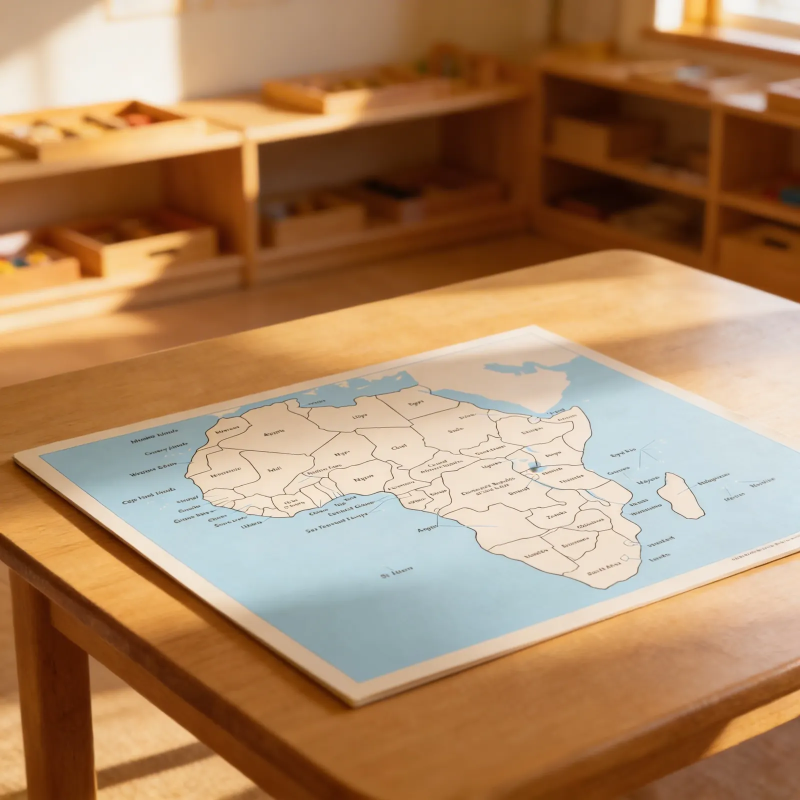 Kontrolní mapa Afriky: s popisky: Dítě při učení