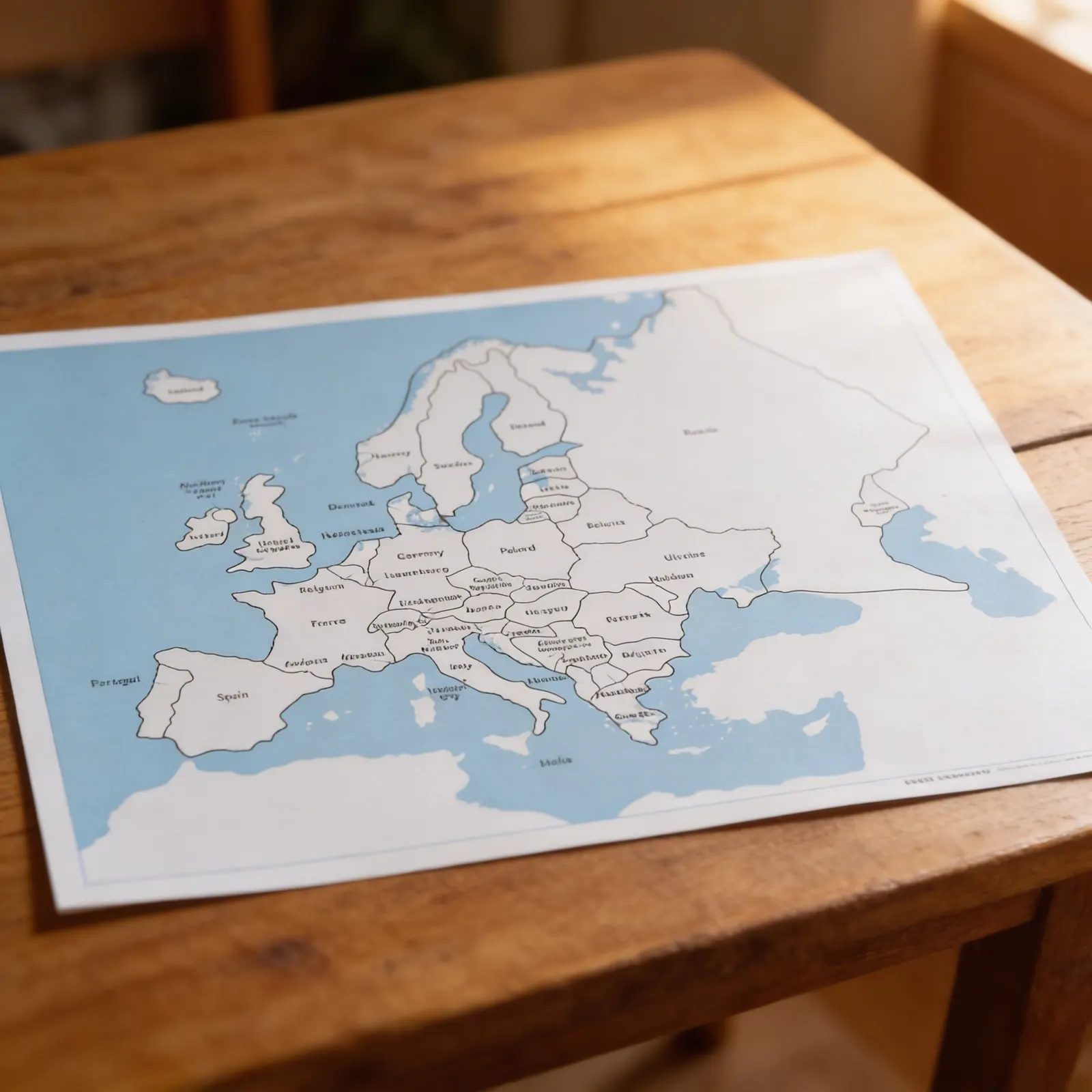 Kontrolní mapa Evropy: s popisky: Detailní pohled
