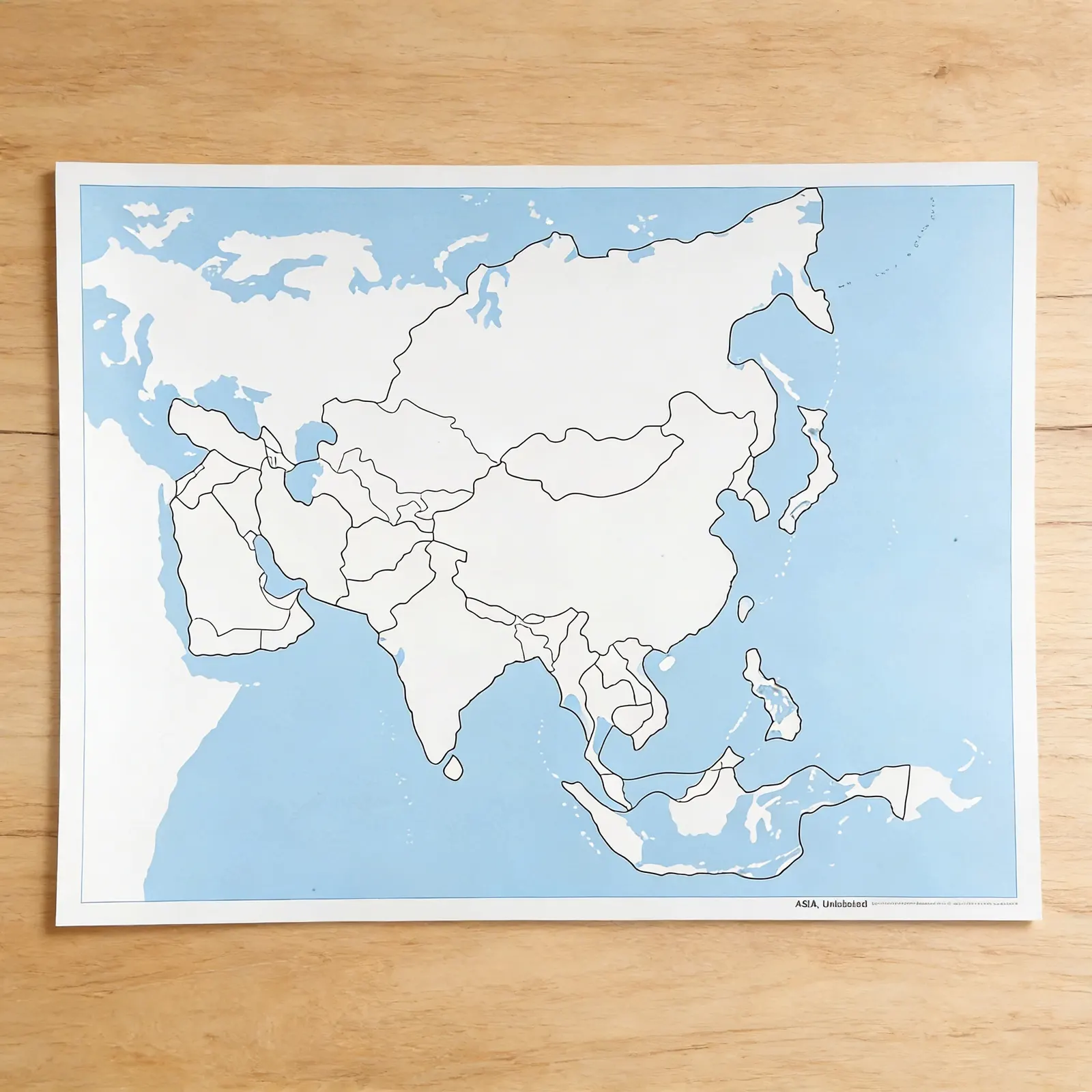 Kontrolná mapa Ázie: bez popisov: Bočný pohľad