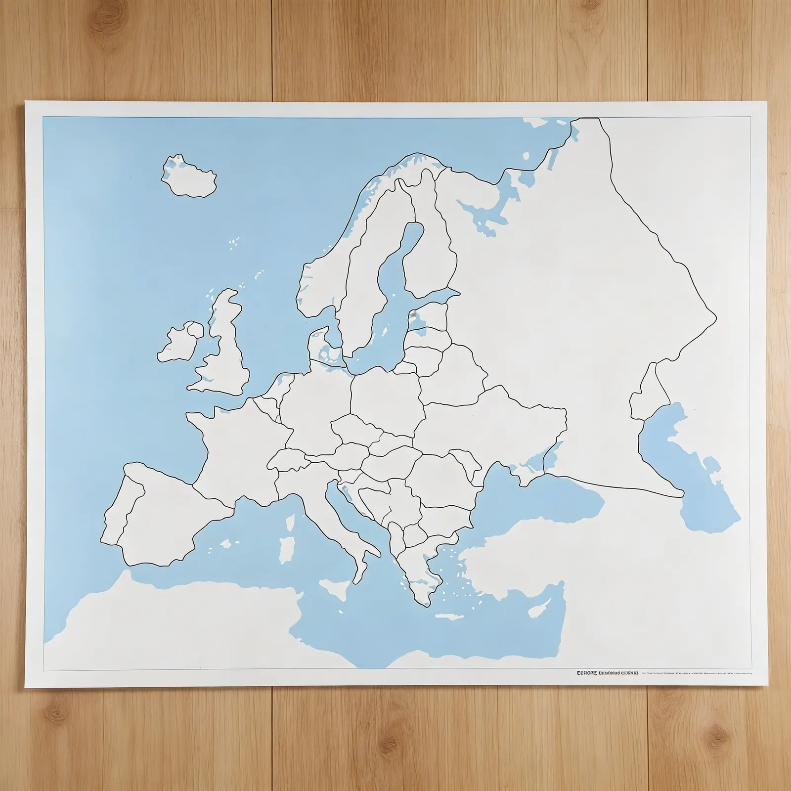 Kontrolná mapa Európy: bez popisov: Bočný pohľad