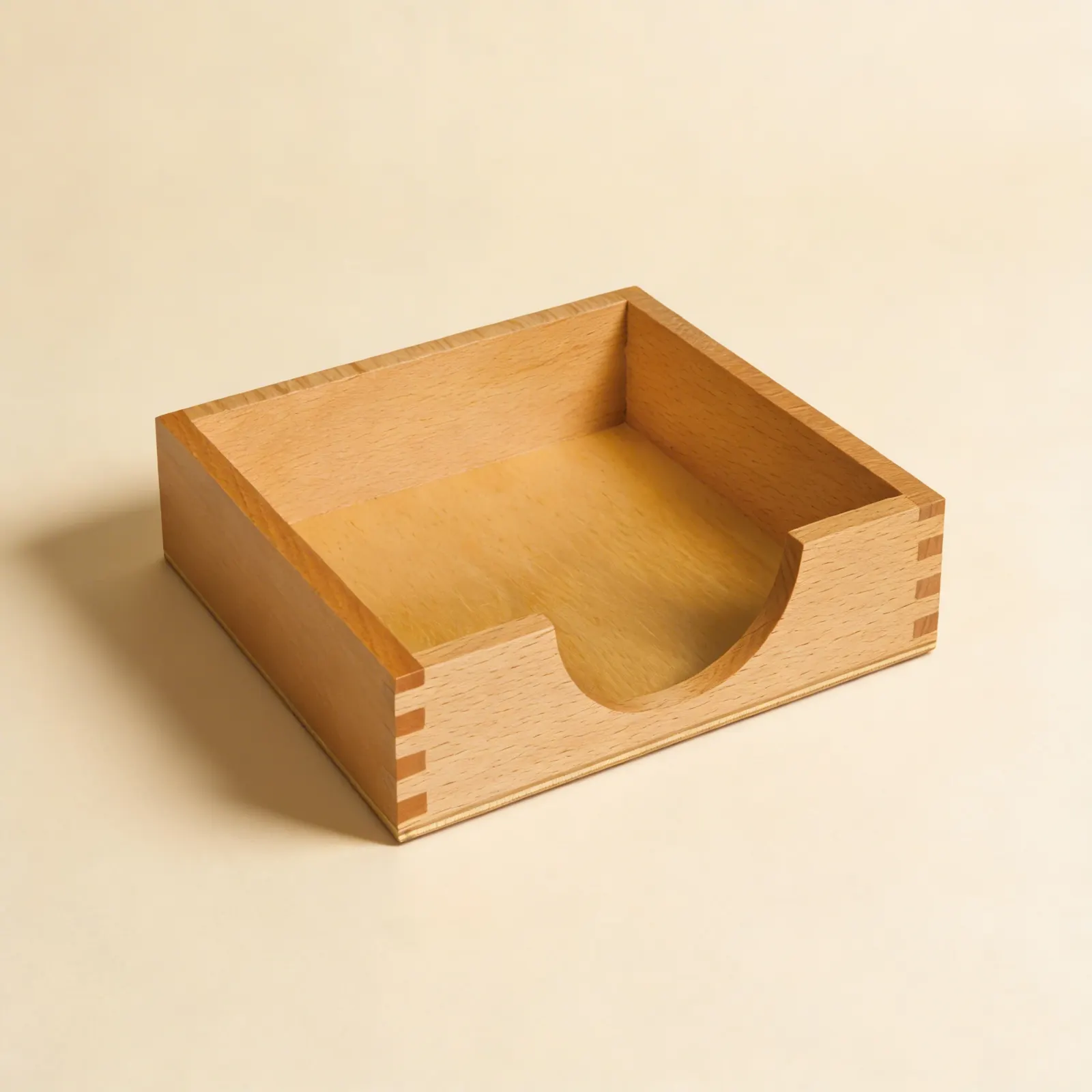 Box na papiere: 14×14cm drevený držiak pre praktický život: Bočný pohľad