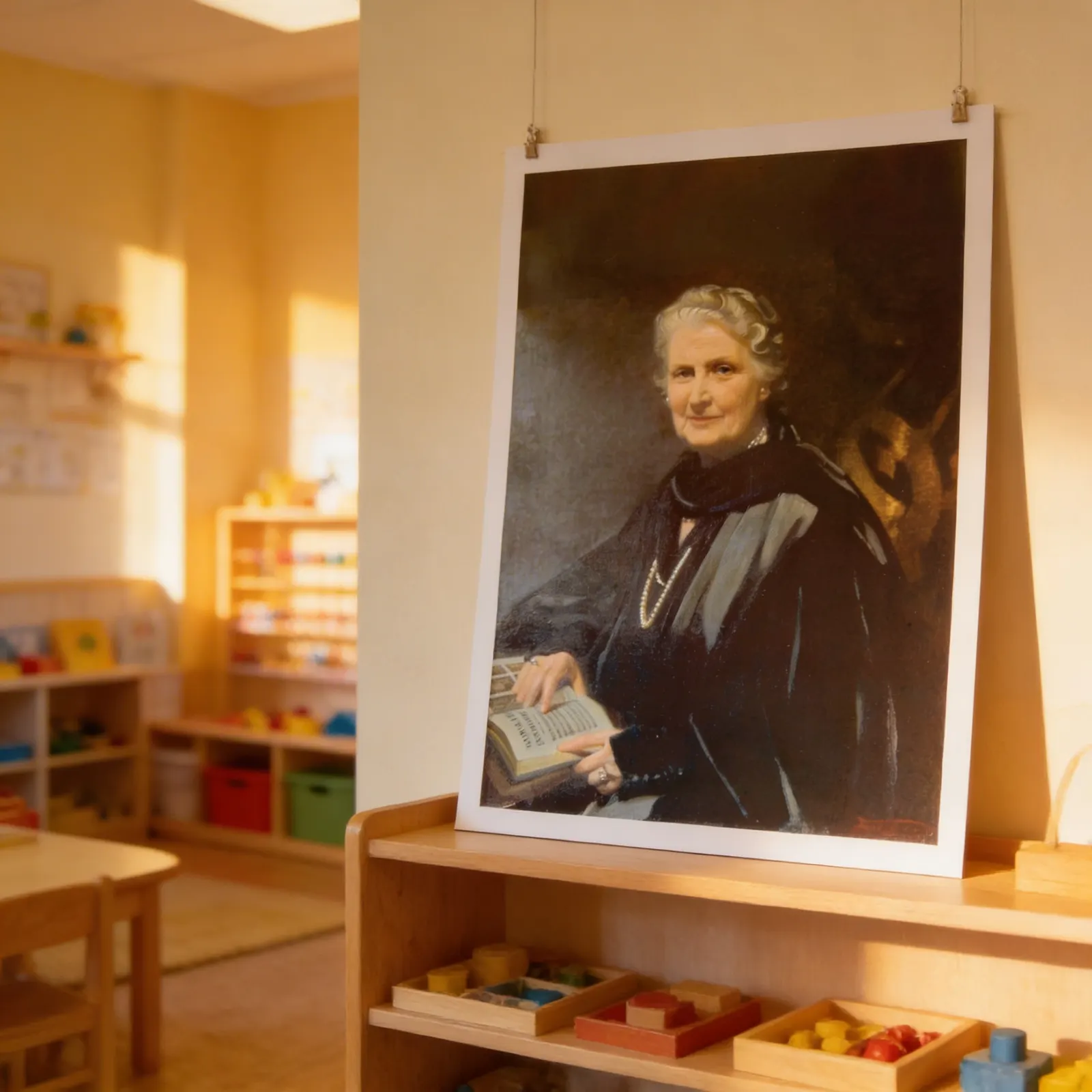 Maria Montessori Portrait: A3 Colour Photograph for Classroom: Detail view