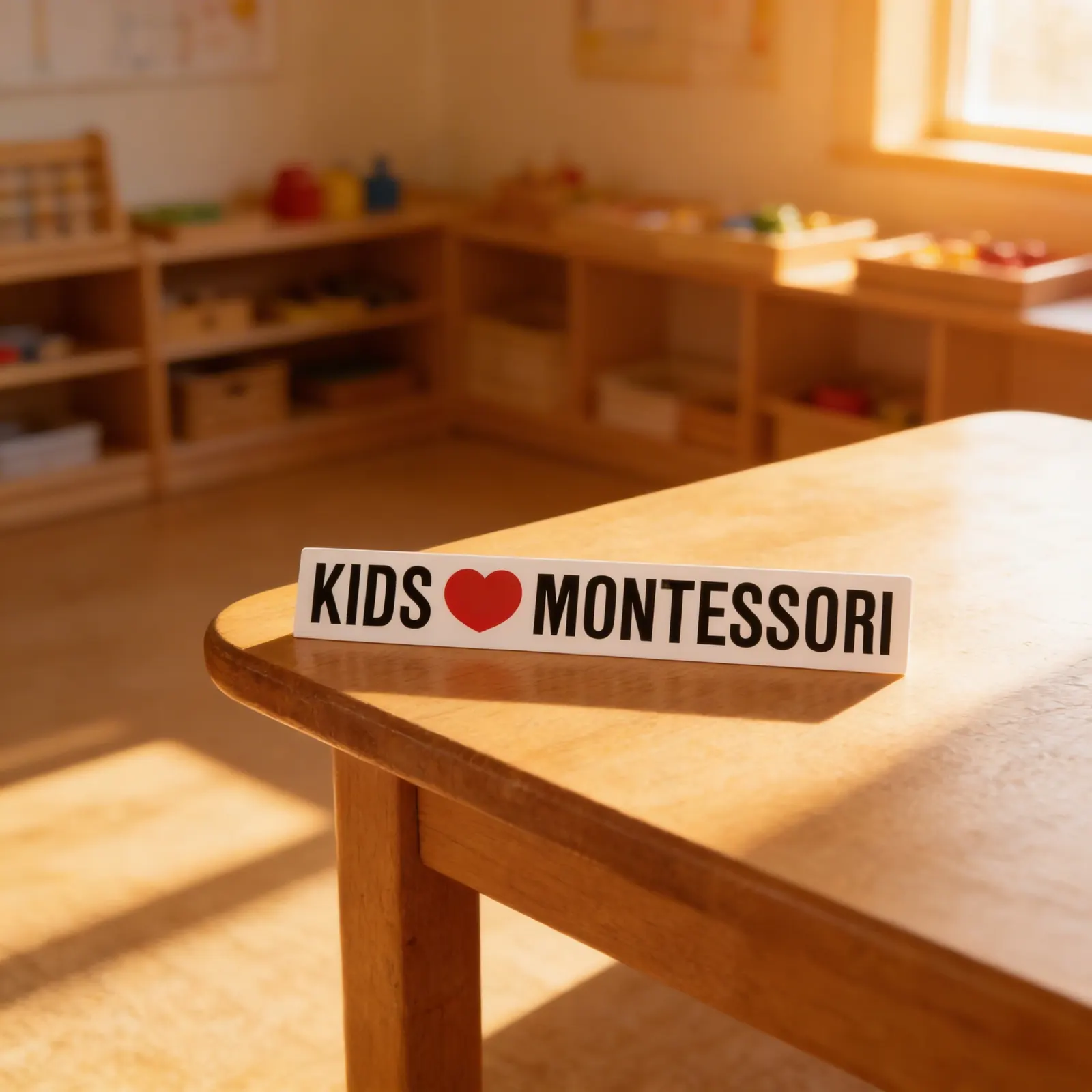 Vinylová nálepka: Děti milují Montessori: Dítě při učení