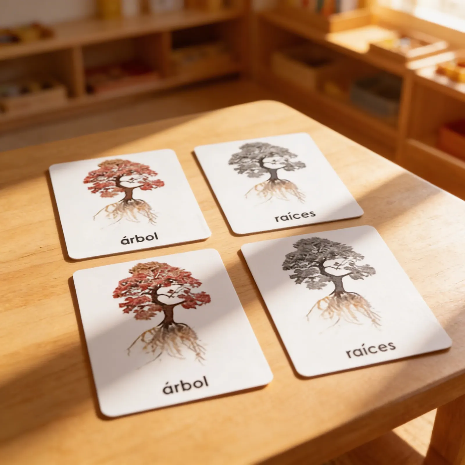 Části stromu: botanické karty (španělsky): Dítě při učení