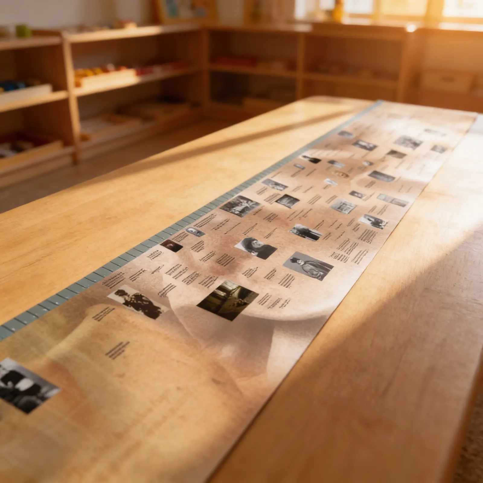 Časová osa Marie Montessori (výstavní): Detailní pohled