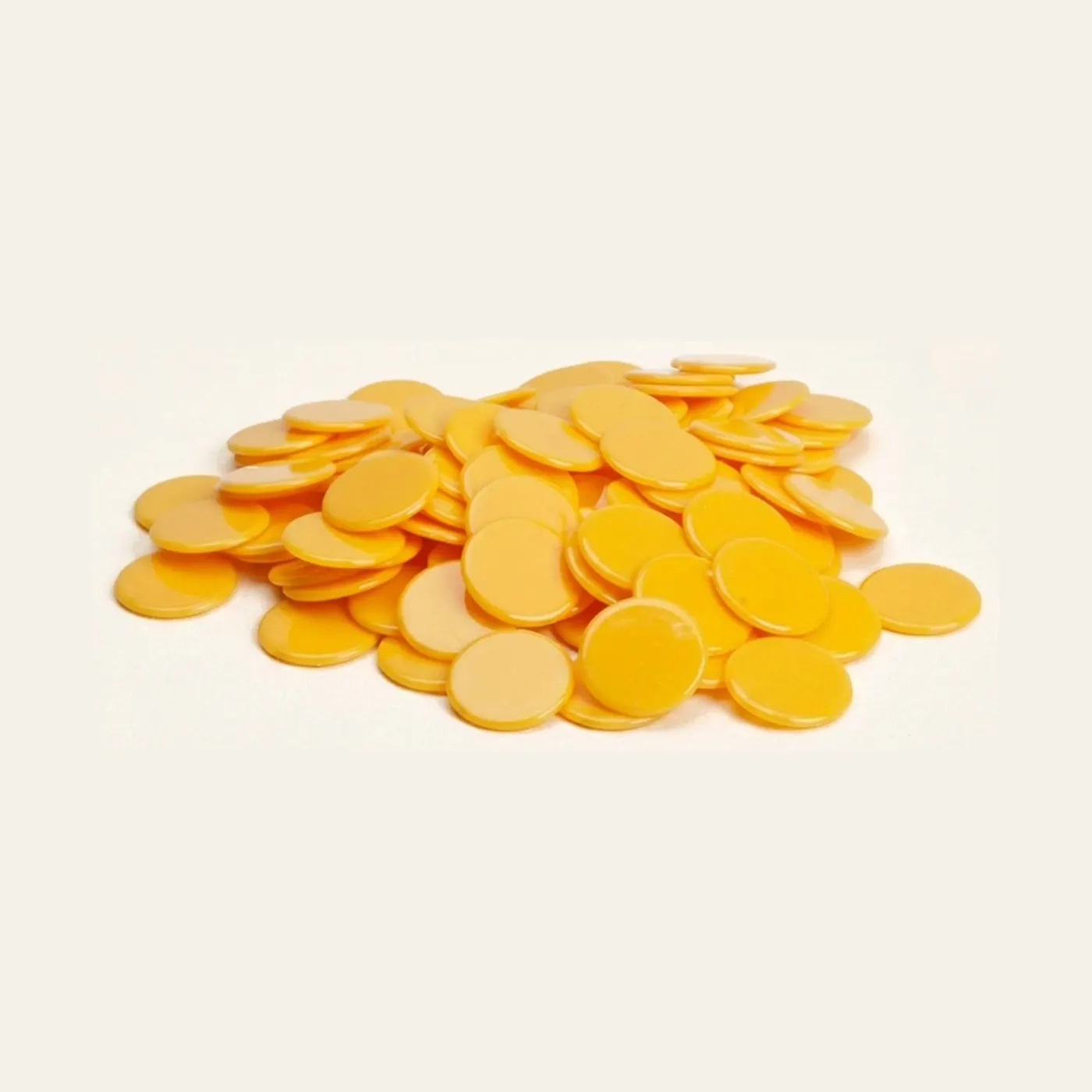 Counting Chips: 100 Yellow Plastic Chips for Mathematics: Montessori material | Faborino