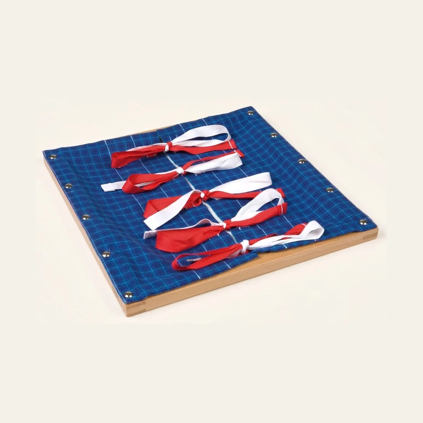Bow Tying Frame: Five Ribbon Sets for Coordination Practice: Montessori material | Faborino