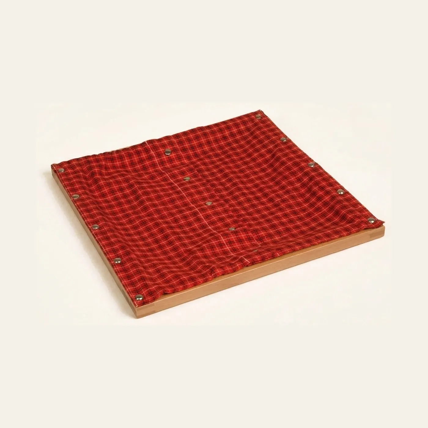 Dressing Frame: Snaps: Metal Snap Fasteners on Red & Black Plaid