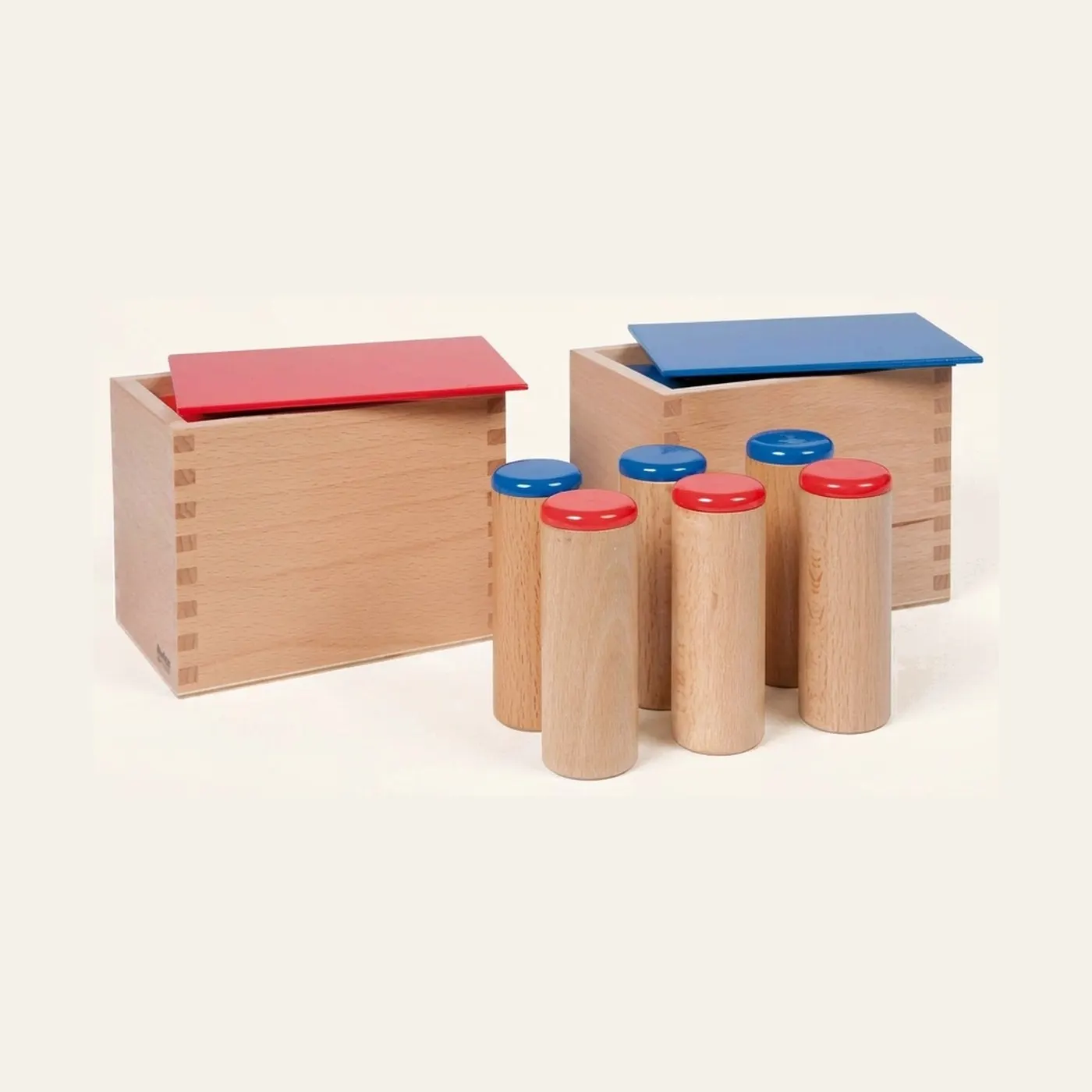 Sound Boxes: Paired Cylinders for Auditory Discrimination Training: Montessori material | Faborino