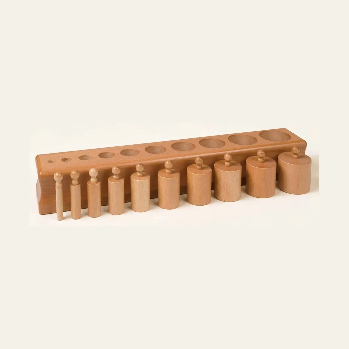 Cylinder Block No. 2: Varying Diameter, Constant Height: Montessori material | Faborino