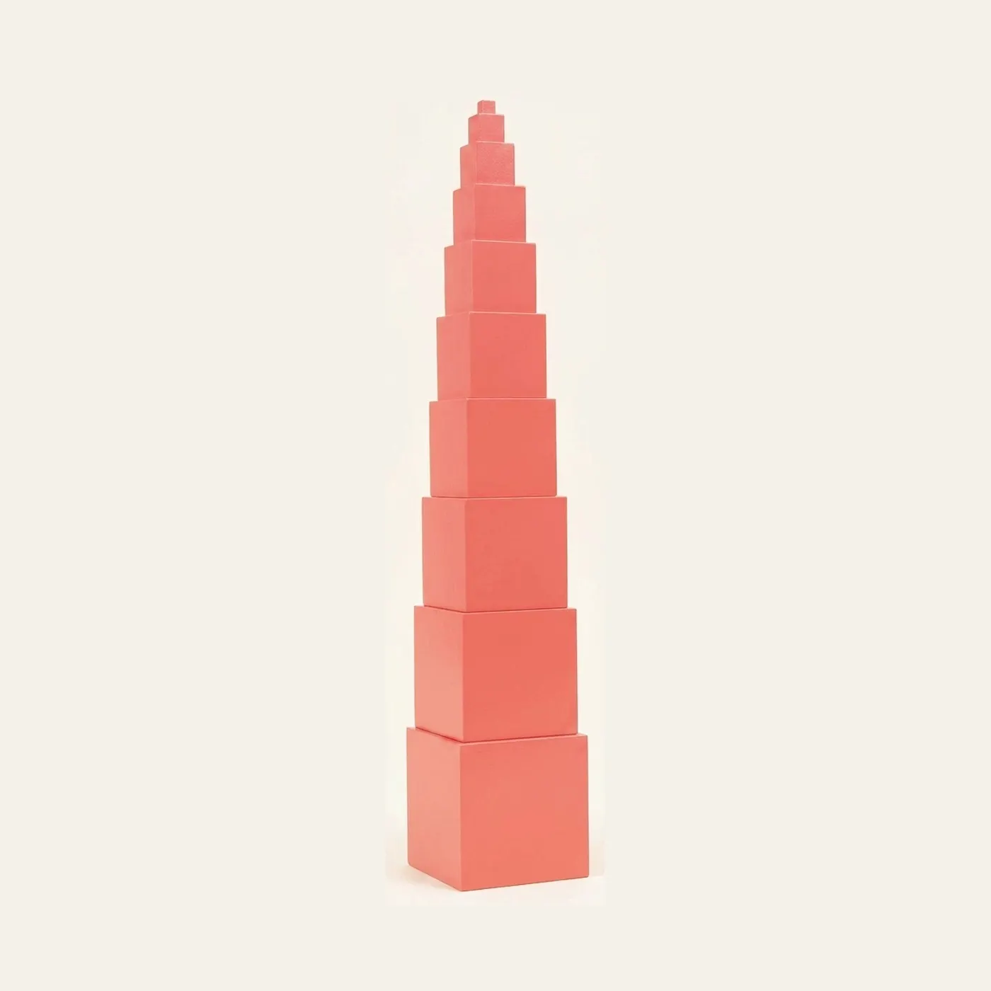 Pink Tower: 10 Graduated Cubes for Visual Discrimination: Montessori material | Faborino