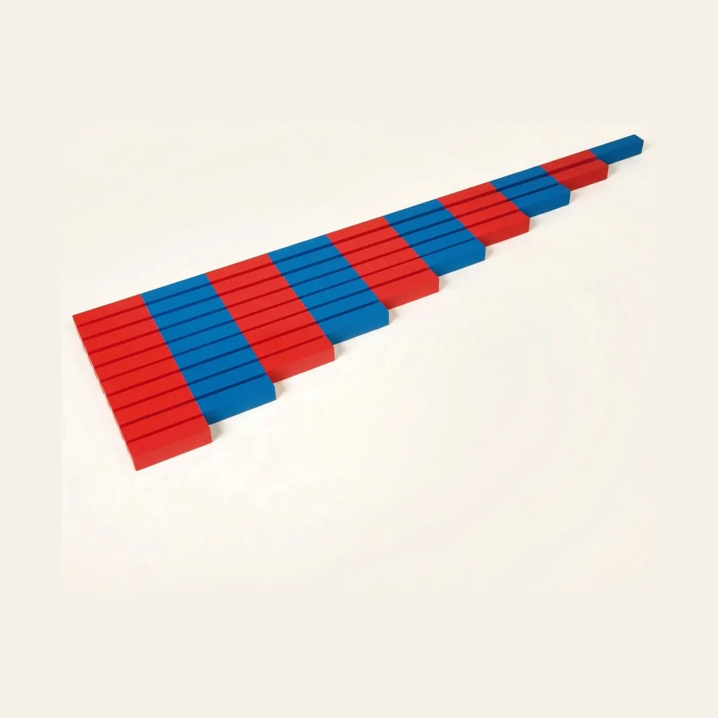 Number Rods: Ten Graduated Wooden Rods with Red & Blue Sections: Montessori material | Faborino