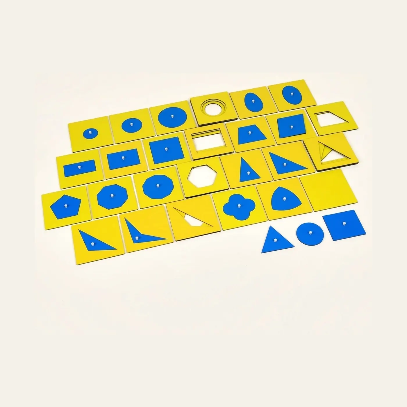 Geometric Cabinet Cards: 35 Blue Shape Cards for Visual Matching: Montessori material | Faborino