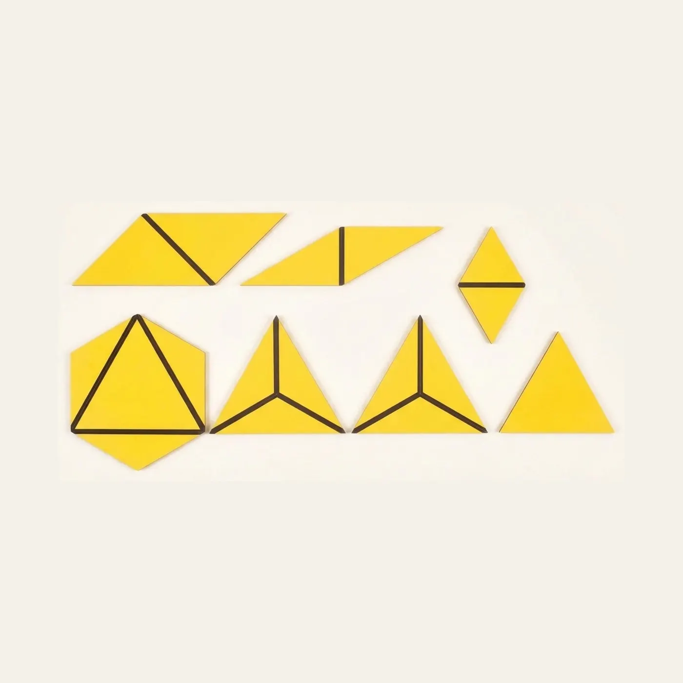 Set Of Yellow Constructive Triangles: Montessori material | Faborino