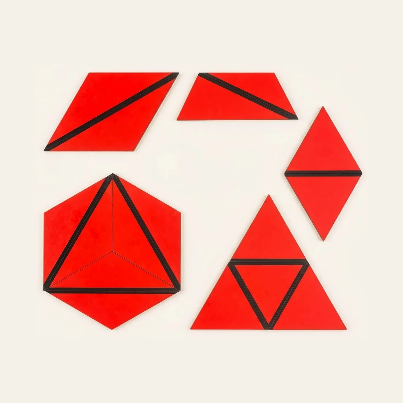 Set Of Red Constructive Triangles: Montessori material | Faborino