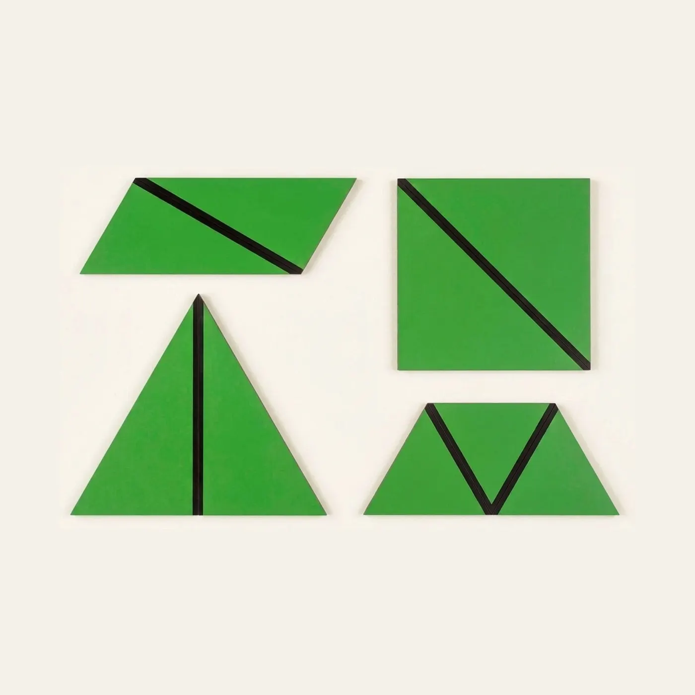 Set Of Green Constructive Triangles: Montessori material | Faborino