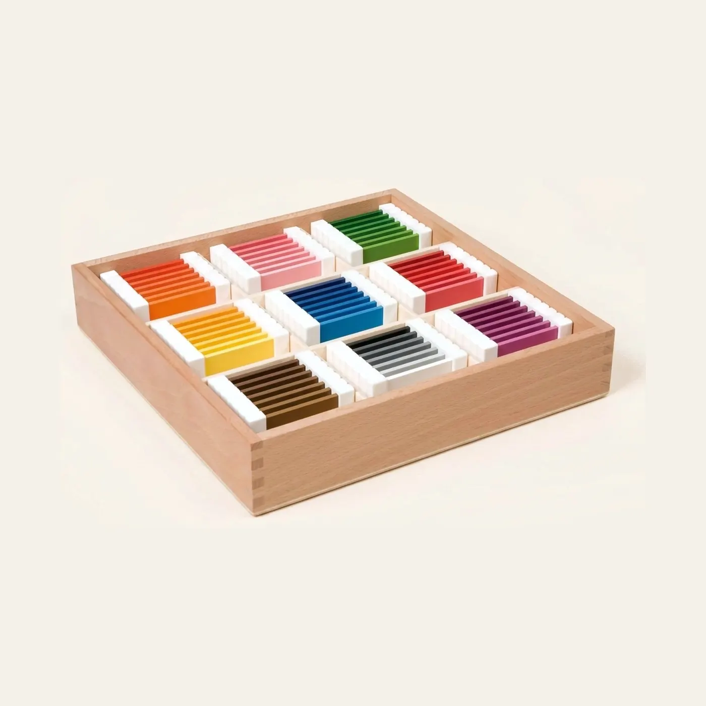 Third Colour Box: 63 Tablets in 9 Colour Families with Gradations: Montessori material | Faborino