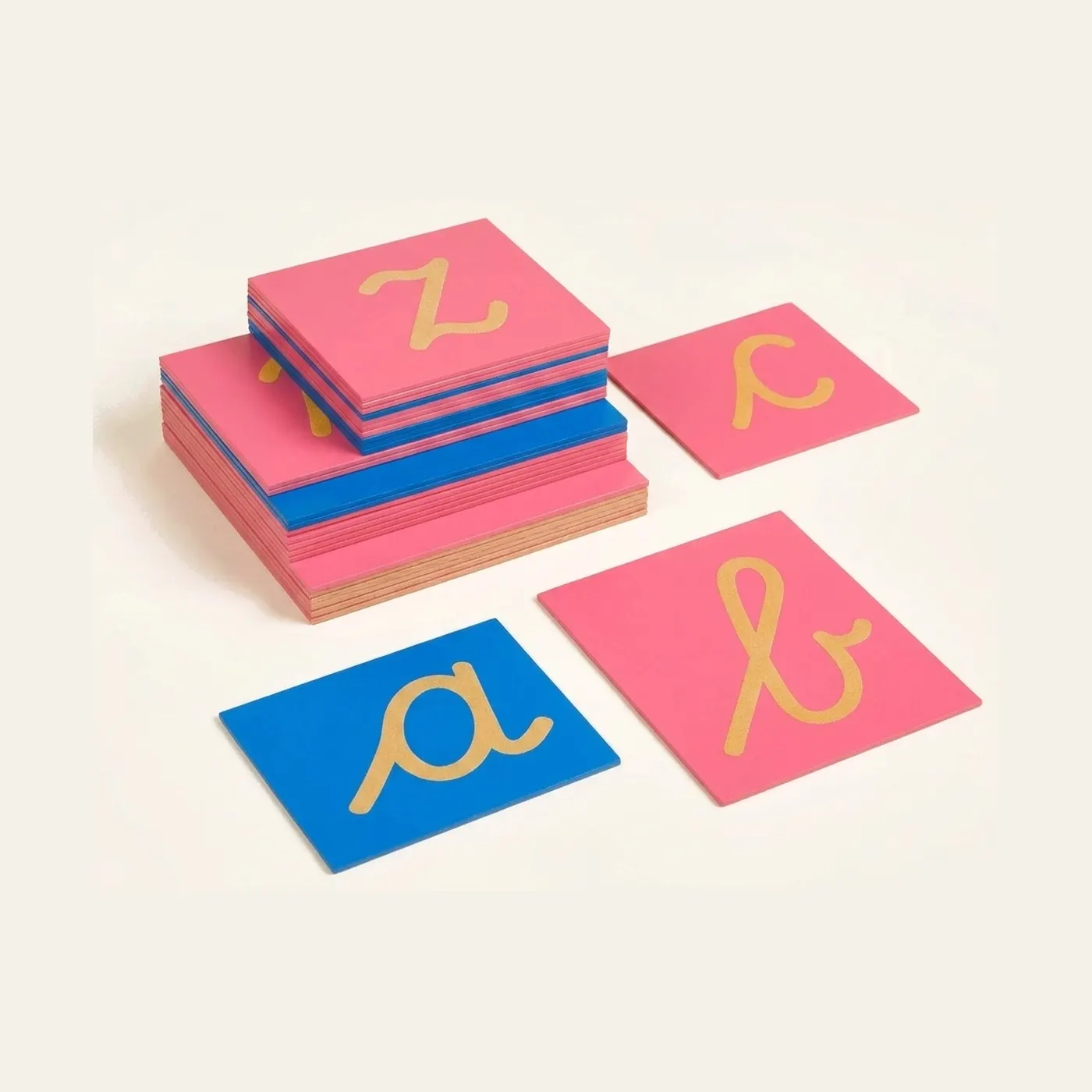 Sandpaper Letters: International Cursive Script on Wood: Montessori material | Faborino