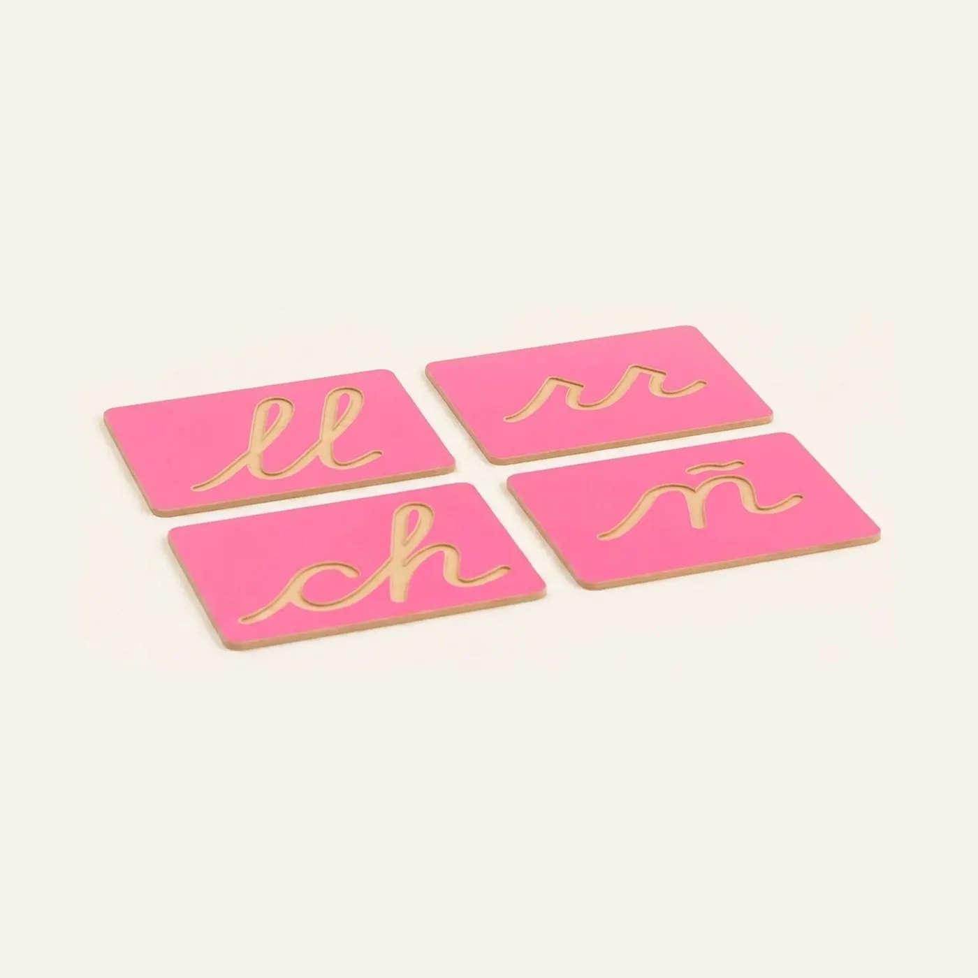 Hollow Letter Shapes: Spanish Cursive - Supplement Set: Montessori material | Faborino