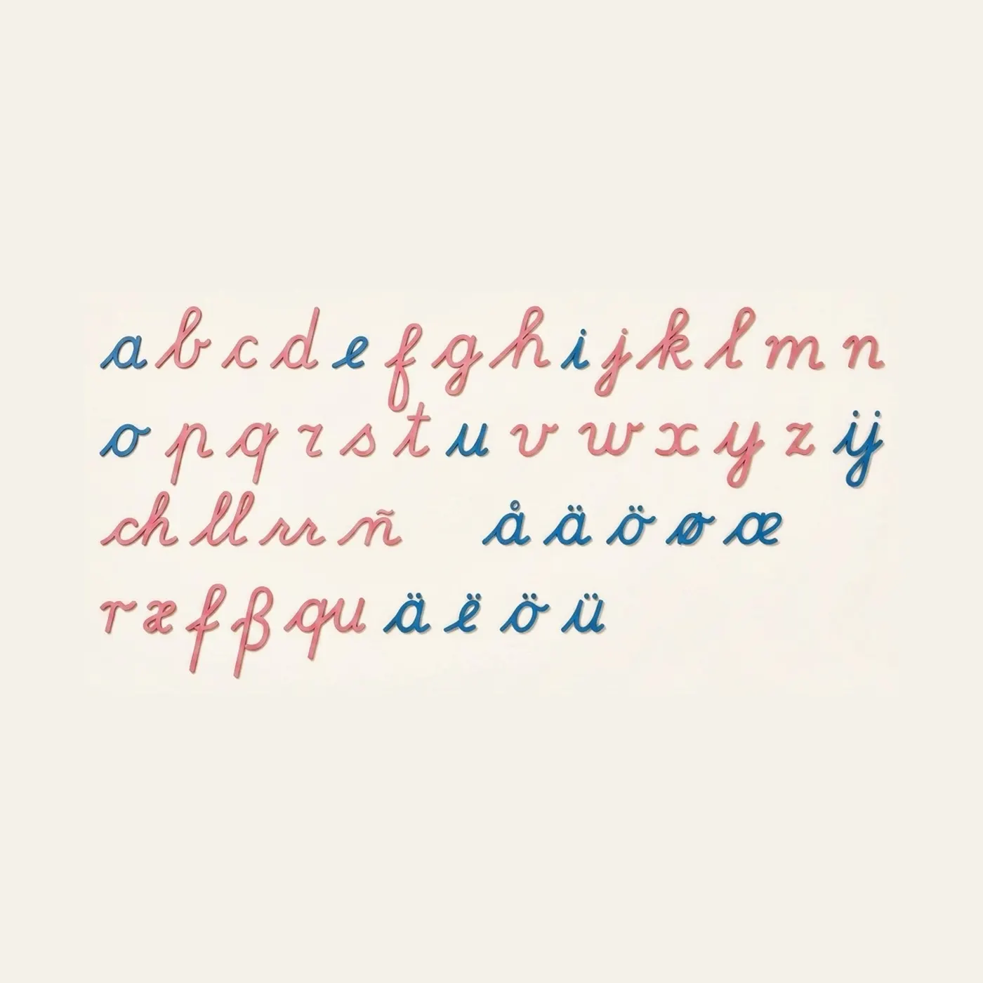 Large Movable Alphabet: International Cursive: Montessori material | Faborino