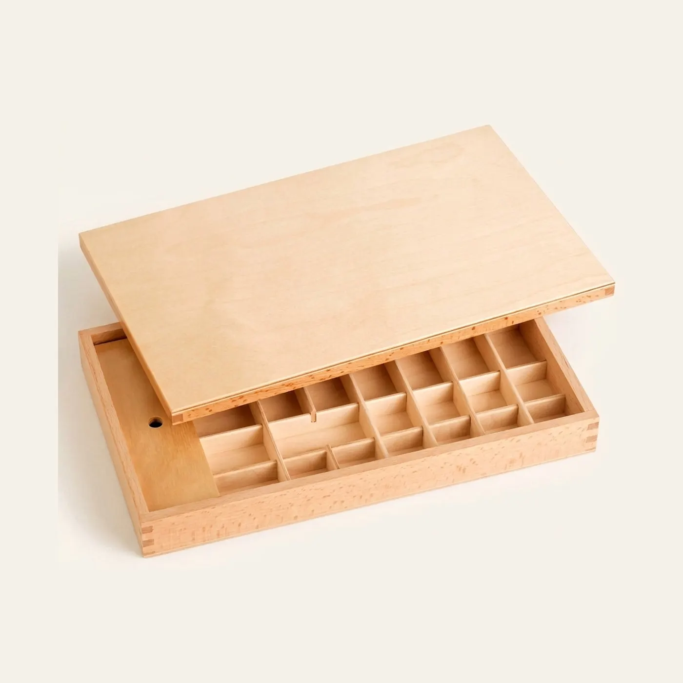 Small Movable Alphabet Box: Wooden Storage with Sliding Lid: Montessori material | Faborino