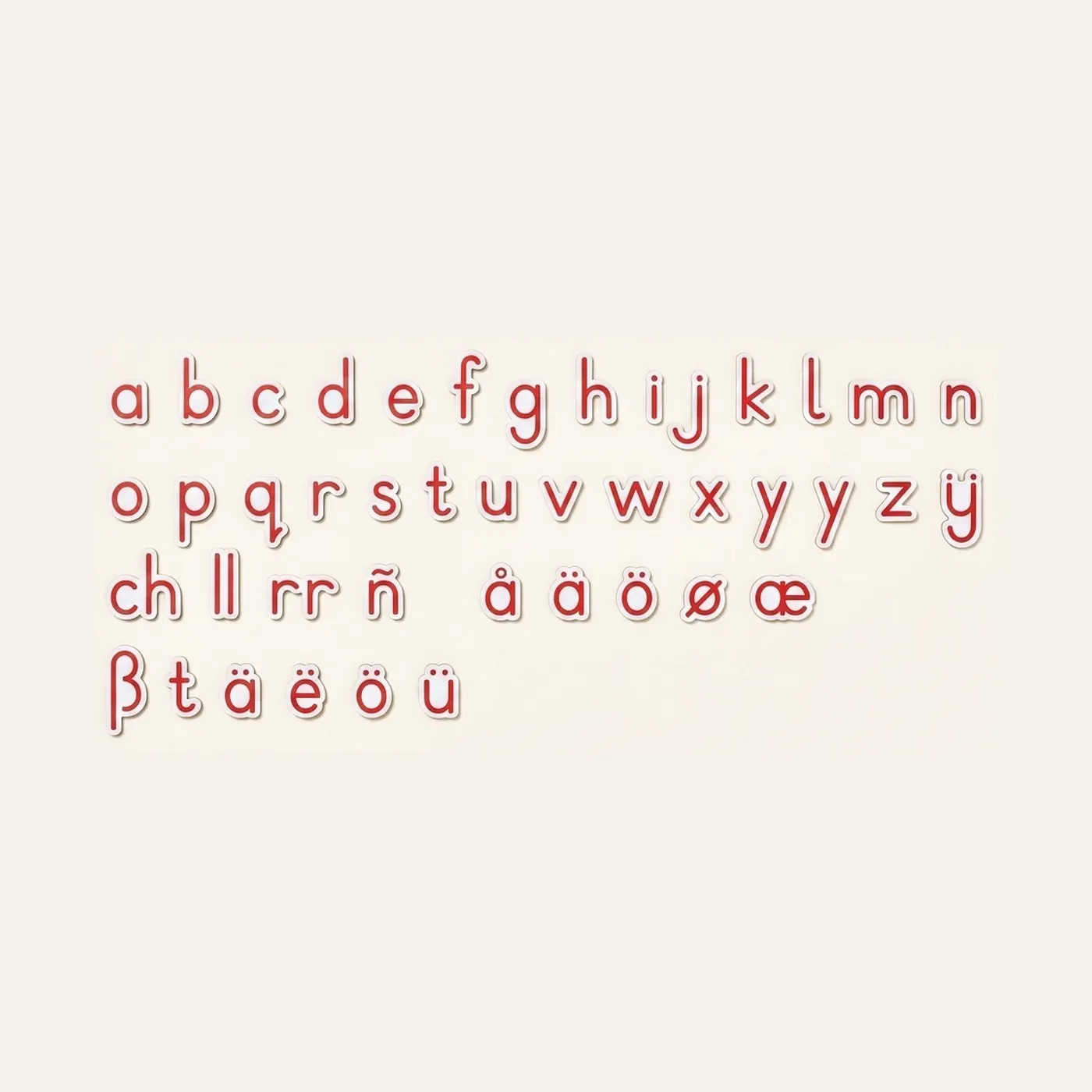 Medium Movable Alphabet: International Print - Red: Montessori material | Faborino
