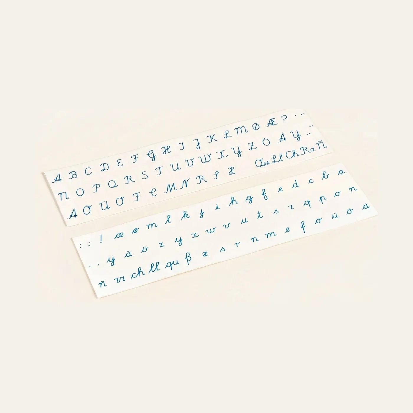 Printed Alphabet: International Cursive - Blue: Montessori material | Faborino