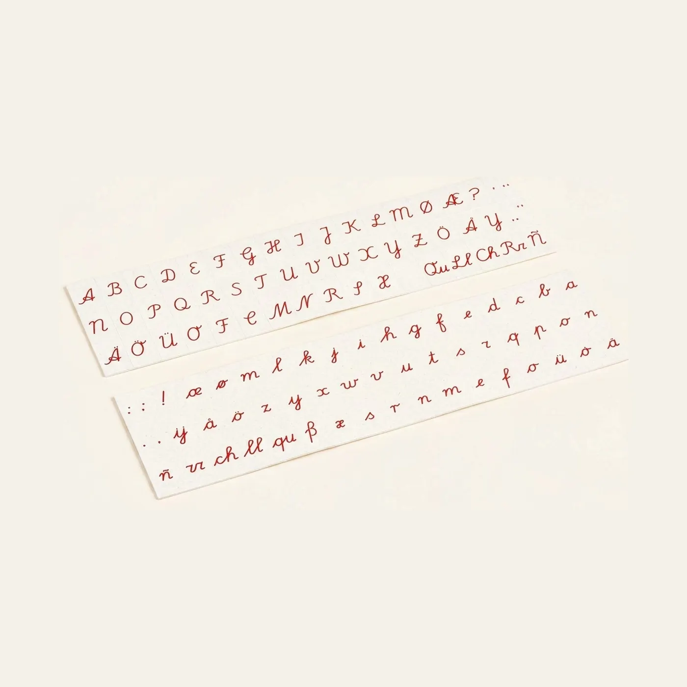 Printed Alphabet: International Cursive - Red: Montessori material | Faborino