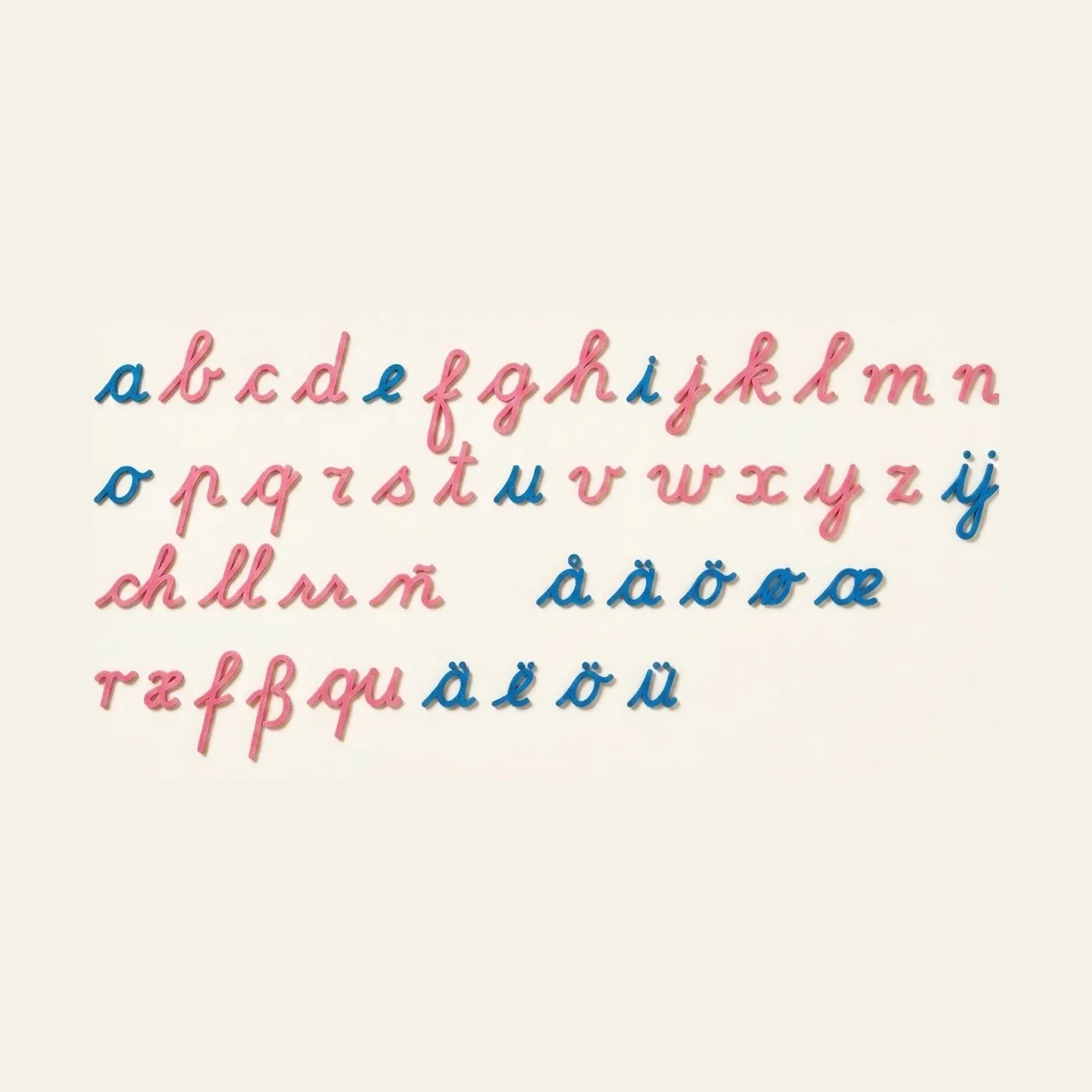 Wooden Movable Alphabet: International Cursive: Montessori material | Faborino