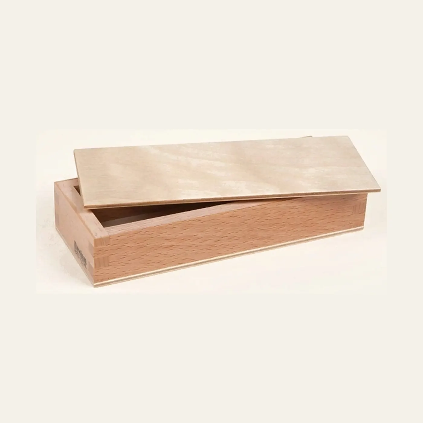Small Number Cards Box: Beech Wood Storage with Sliding Lid