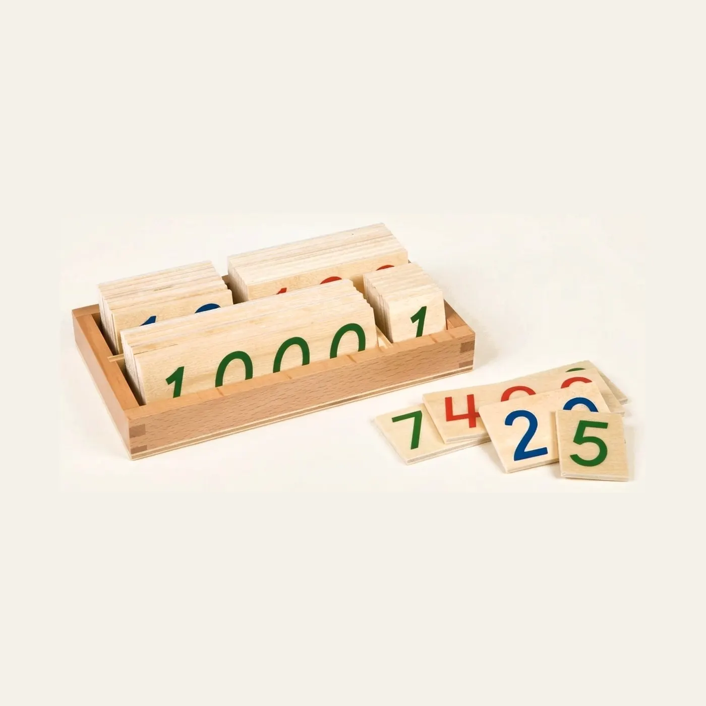 Small Number Cards 1-9000: Wood: Montessori material | Faborino
