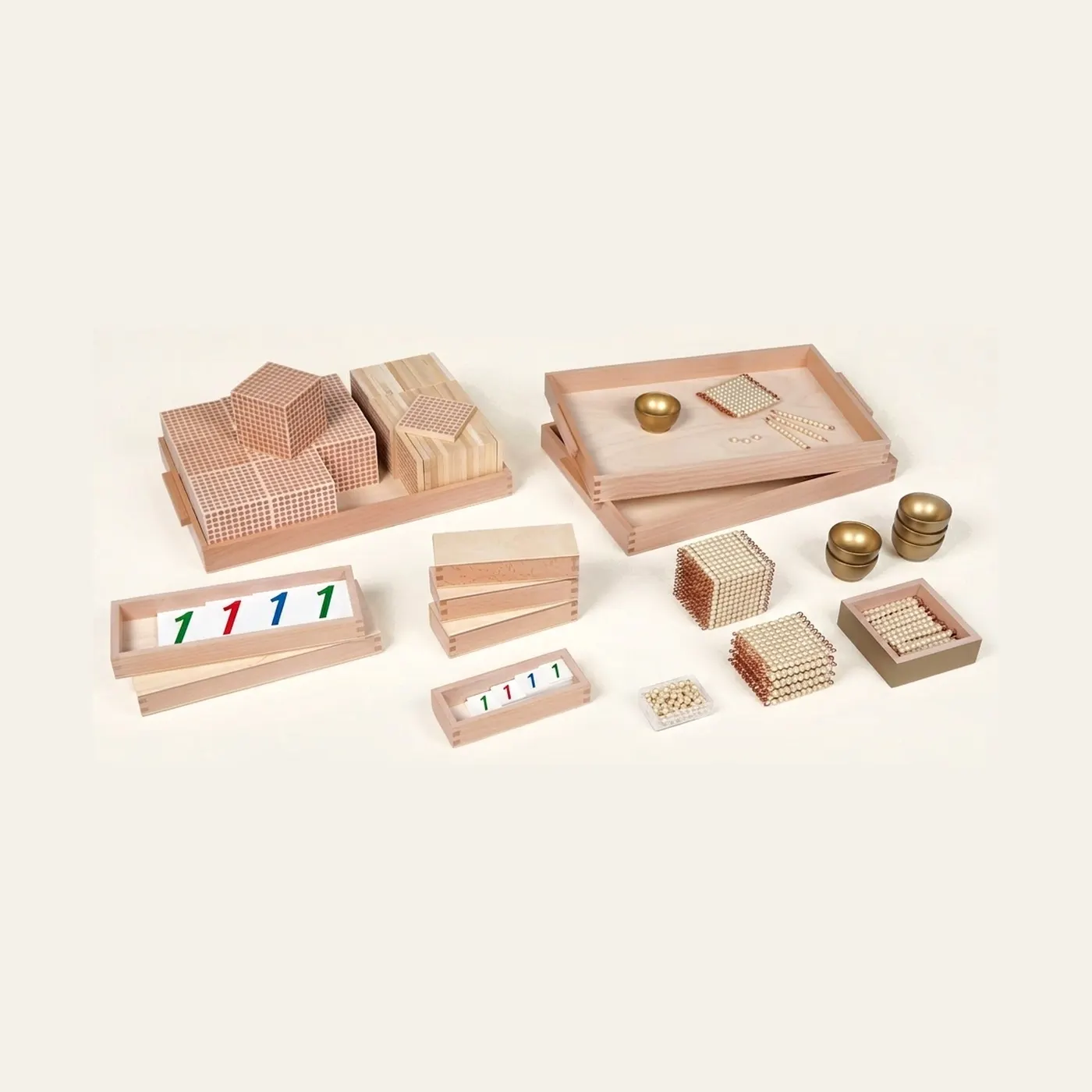 Zlatý korálkový materiál: jednotlivé skleněné korálky: Montessori pomůcka | Faborino