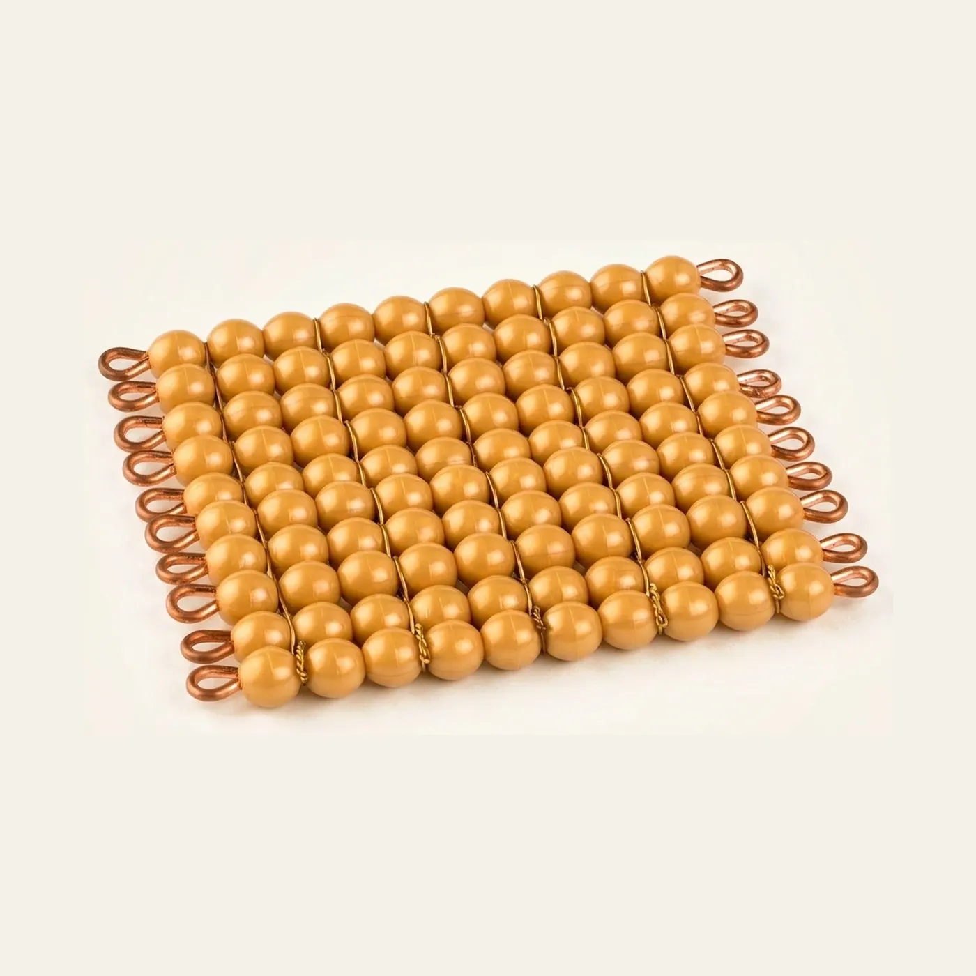 One Golden Bead Square Of 100: Individual Beads Nylon (Nienhuis): Montessori material | Faborino