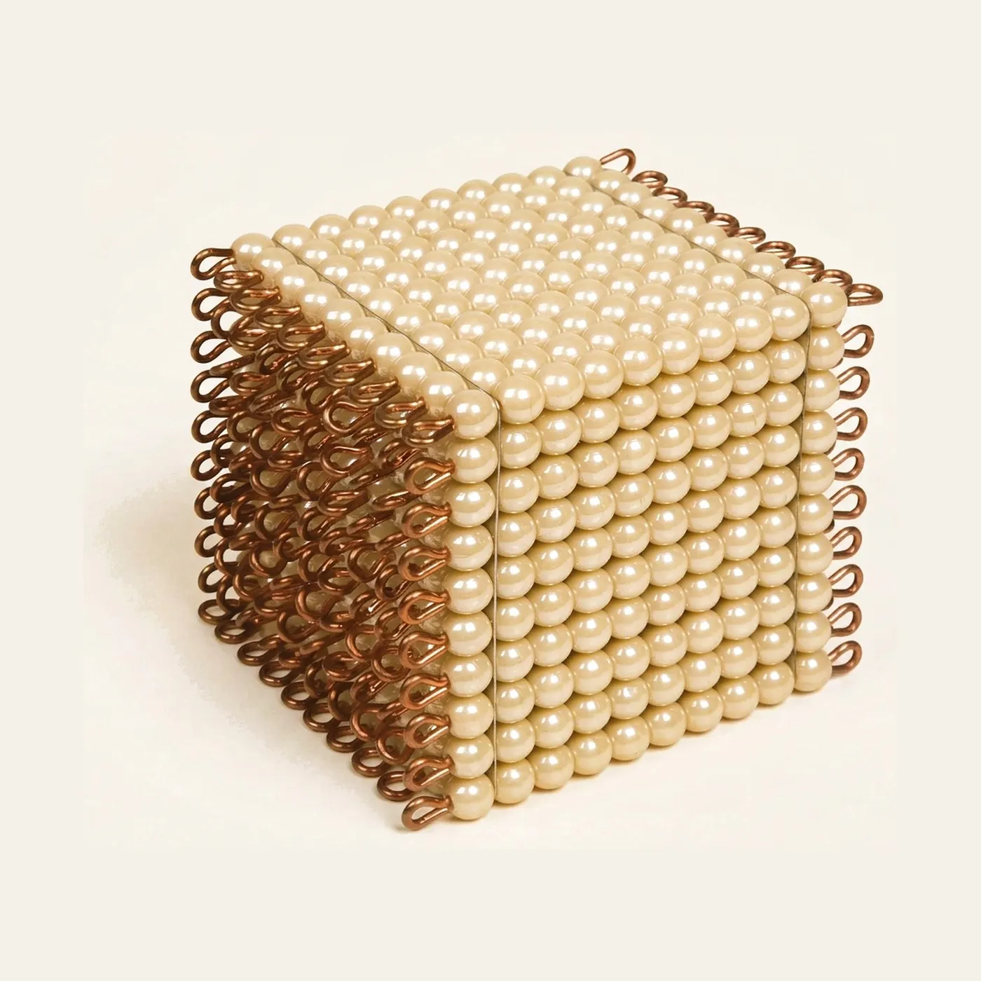 Golden Bead Cube of 1000: Individual Glass Beads in 10×10×10 Formation: Montessori material | Faborino