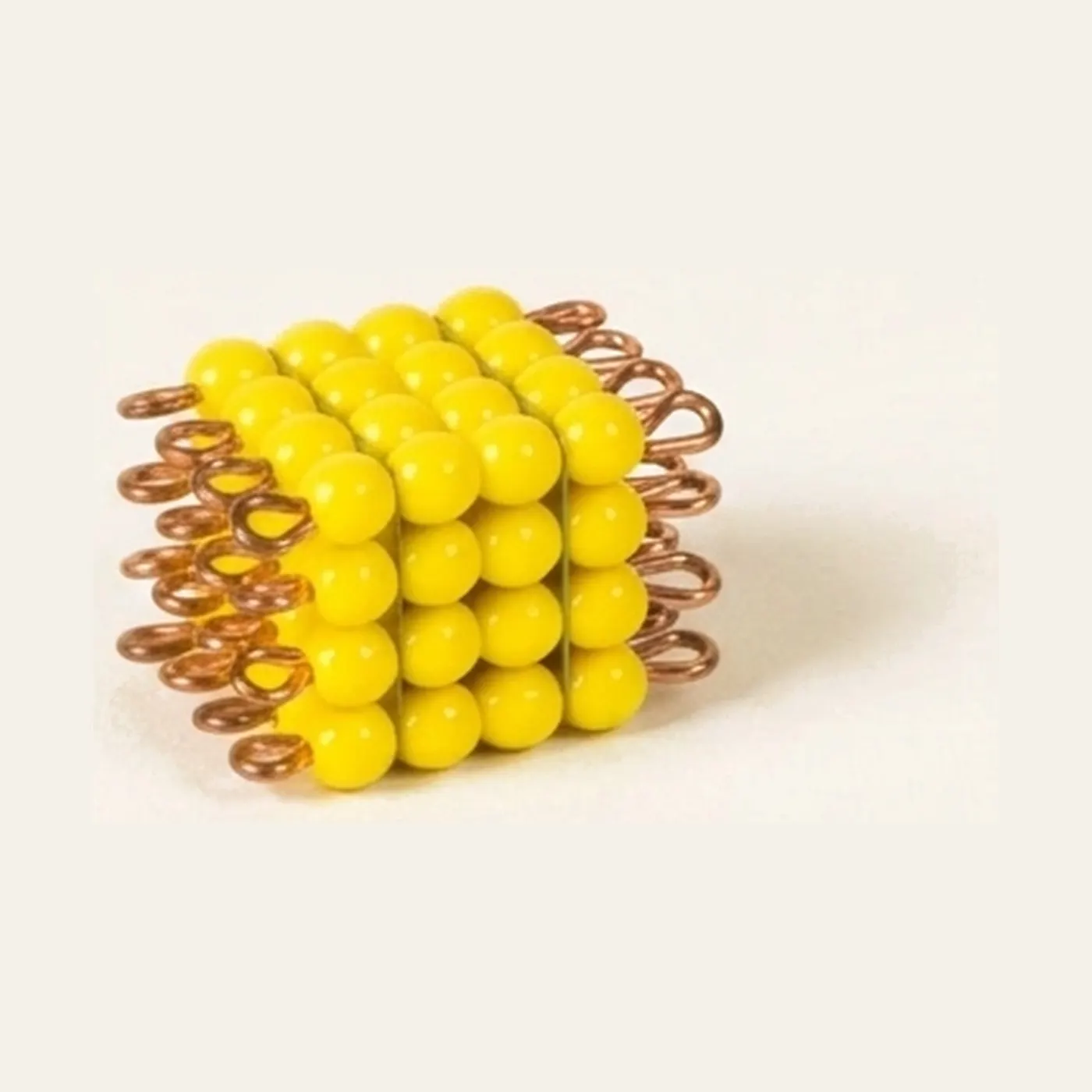 Glass Bead Cube of 4: Yellow Mathematical Cube Representation: Montessori material | Faborino