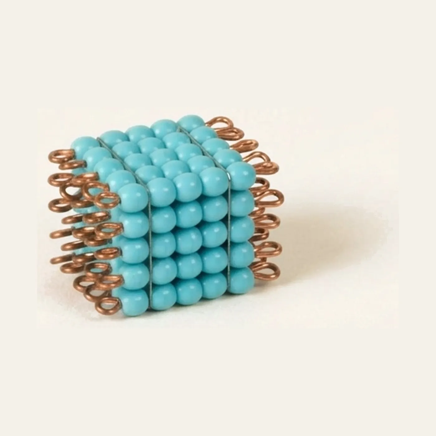 Glass Bead Cube of 5: Light Blue Individual Unit: Montessori material | Faborino