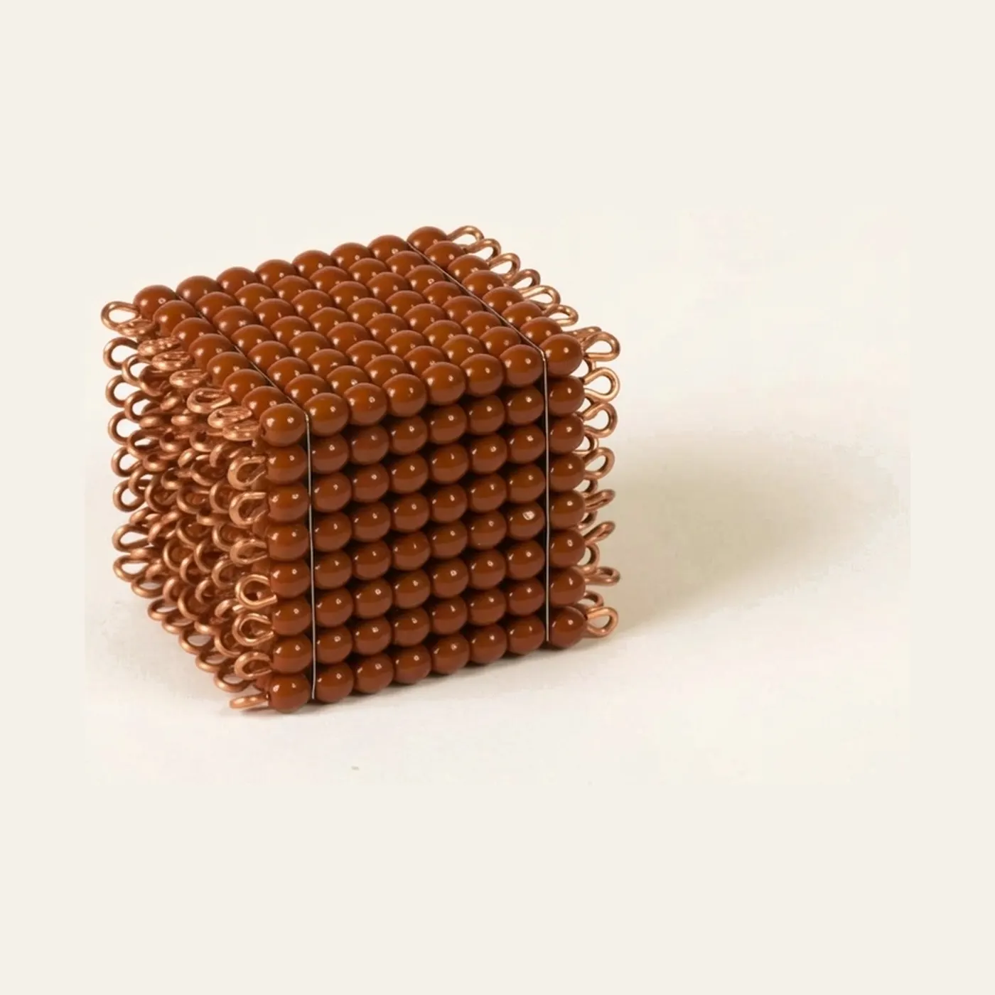 Glass Bead Cube Of 8: Brown Individual Beads for Place Value: Montessori material | Faborino