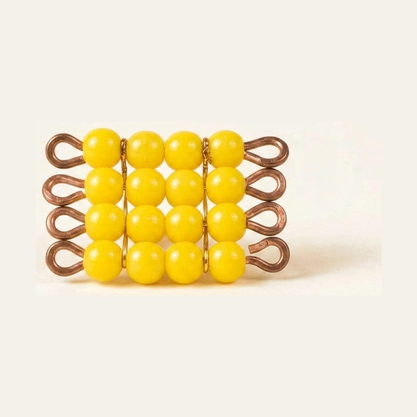 Individual Nylon Bead Square Of 4: Yellow: Montessori material | Faborino