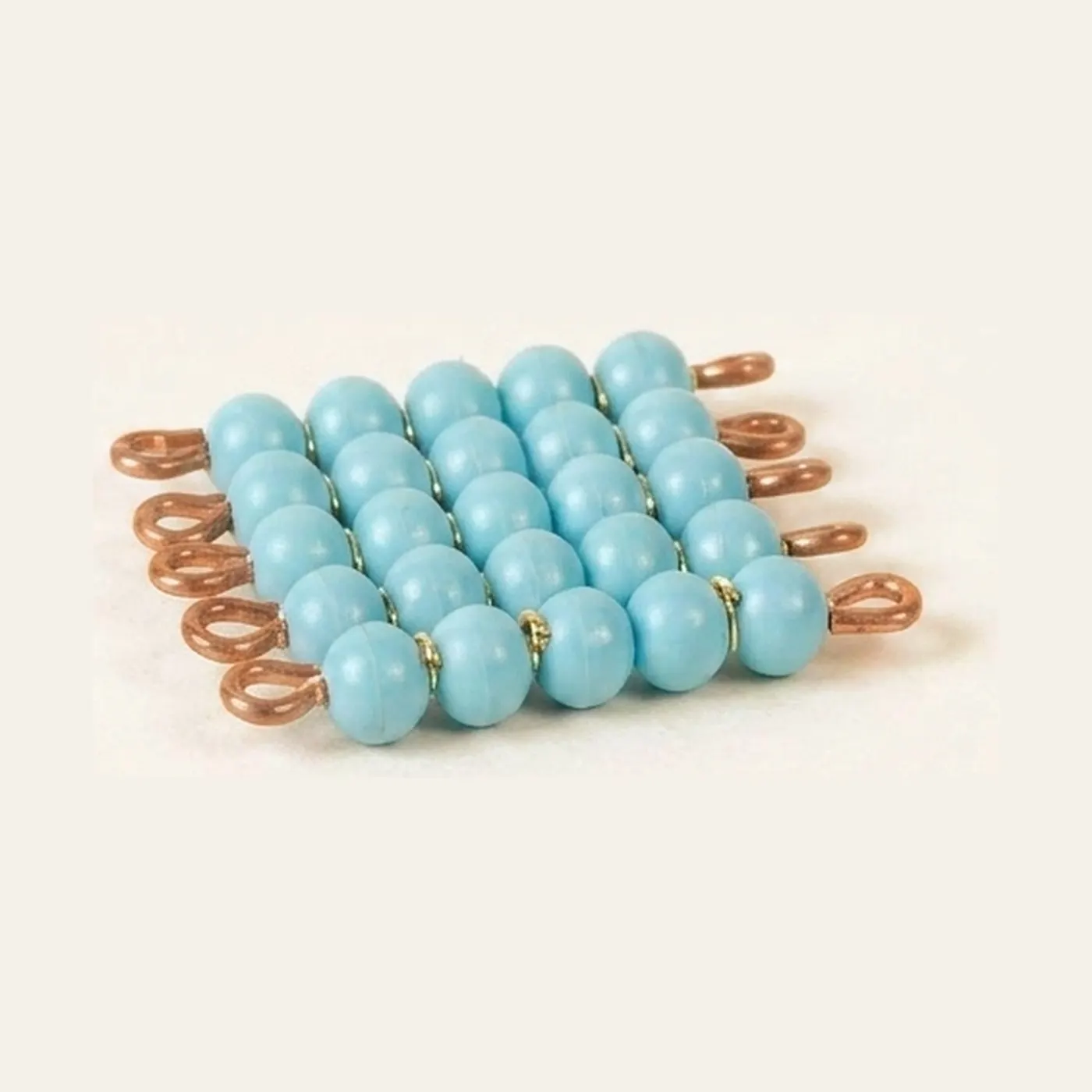 Individual Nylon Bead Square Of 5: Light Blue: Montessori material | Faborino