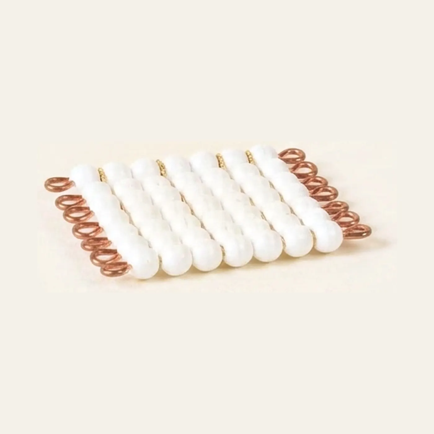Individual Nylon Bead Square Of 7: White: Montessori material | Faborino
